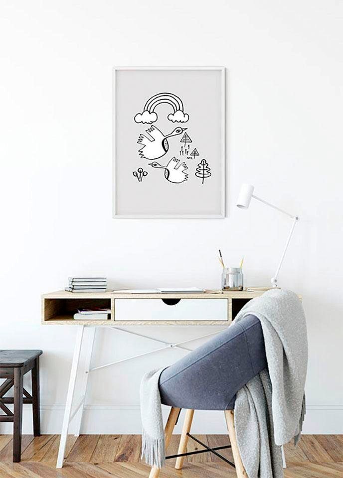 ♕ Komar Poster »Scribble Birdy«, Tiere, (1 St.), Kinderzimmer, Schlafzimmer,  Wohnzimmer versandkostenfrei auf