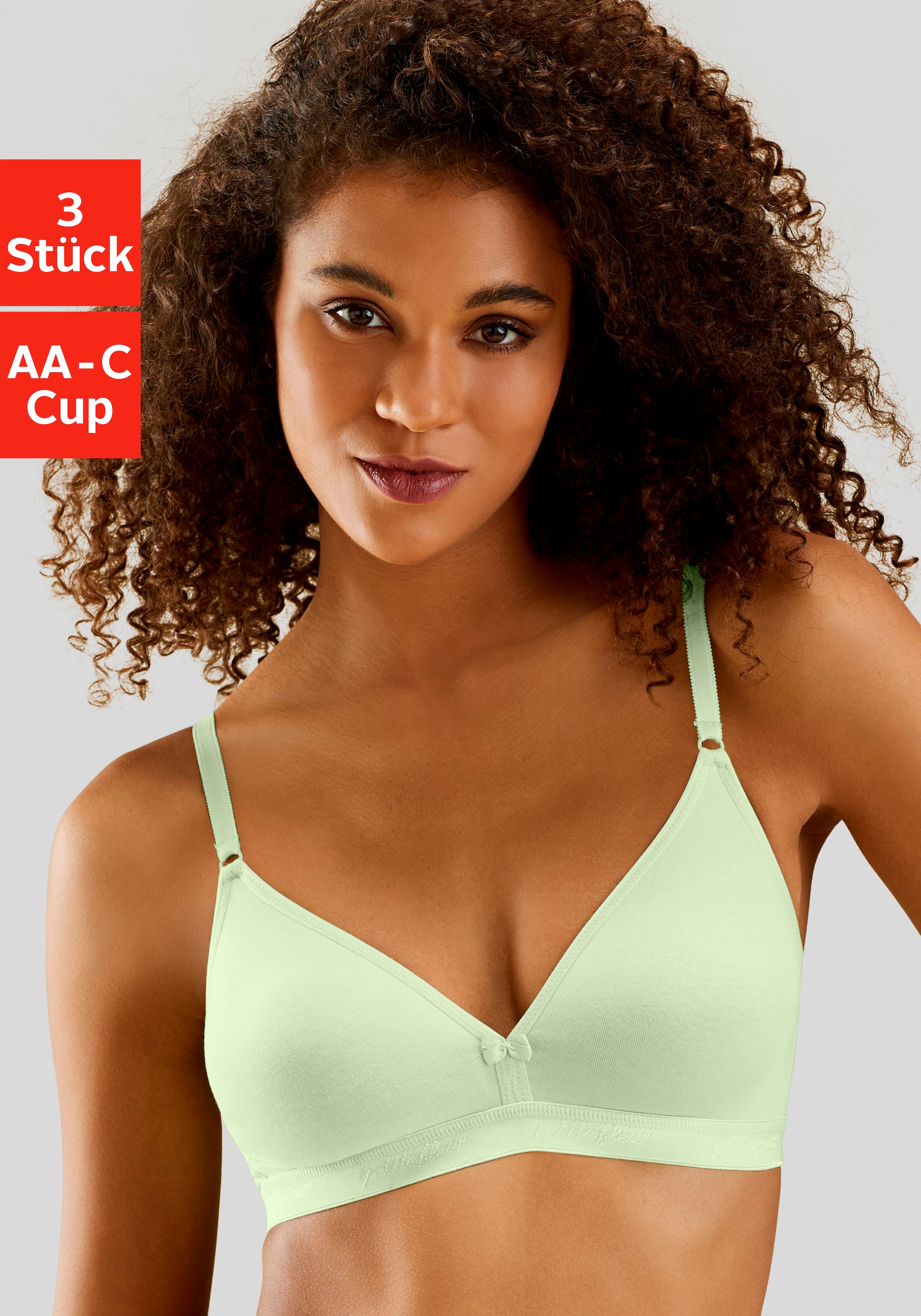 Image of petite fleur Bralette-BH Packung, 3 Stück, ohne Bügel im Triangel-Schnitt