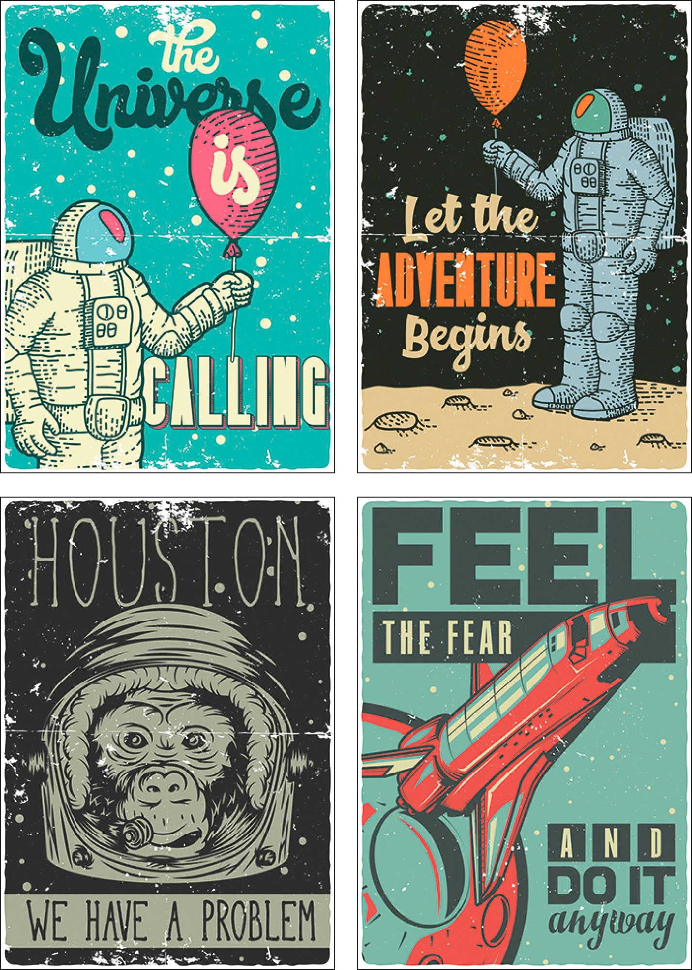 Shuttle«, Sprüche Wandposter kaufen Texte, & Wandbild, Bild, Poster bequem (4 St.), Space »Das ruft Artland Poster, Universum