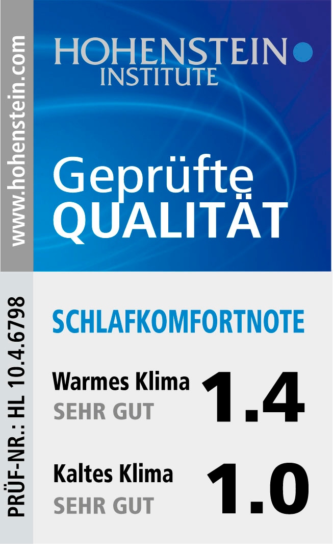 Haeussling Daunenbettdecke »Swiss Royal, Bettdecken für Sommer und Winter, Ganzjahresdecke, Decke«, warm, Füllung 90% Daunen, 10% Federn, Bezug 100% Baumwolle, (1 St.), Bettdecke 135x200 cm, 155x220 cm & weitere Grössen, Made in Germany