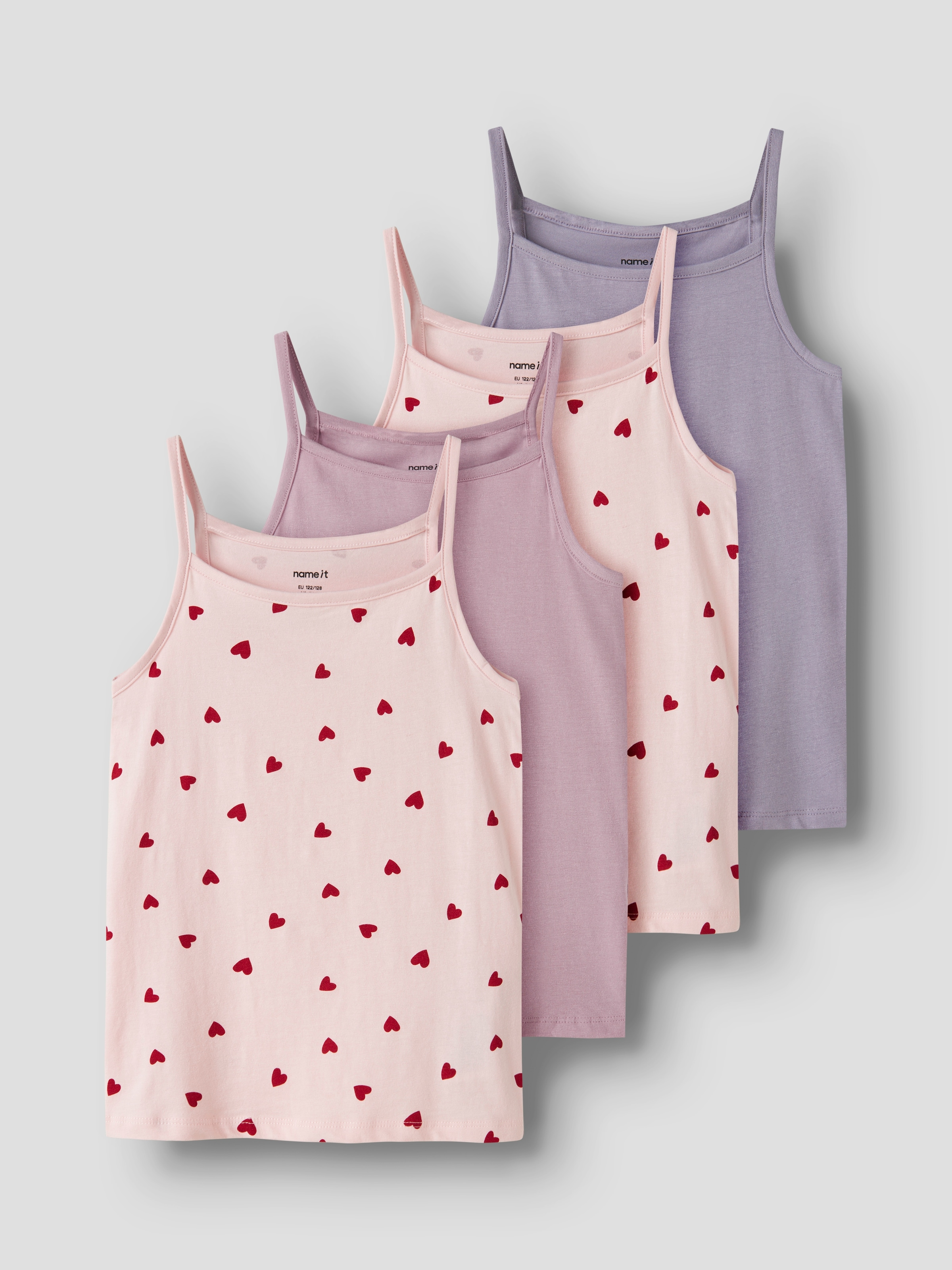 Image of Name It Unterhemd "NKFSTRAP für Mädchen mit Stretchkomfort im 4er-Pack" Packung, 4 Stk. bedruckt, casual, regular fit, Baumwollmischung, Rundhals