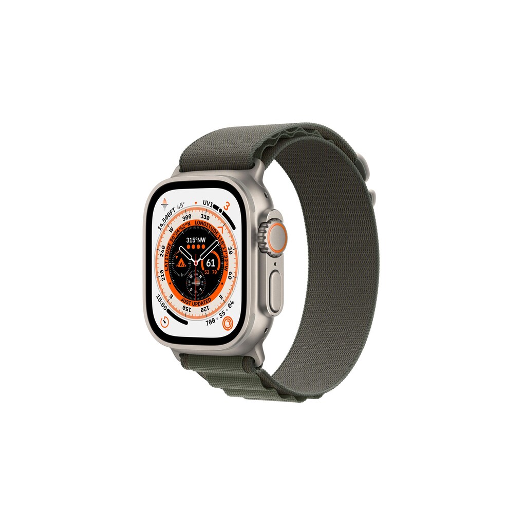 Apple Watch Ultra GPS + Cellular, Titangehäuse 49 mm, Alpin Loop Grün, Armbandgrösse Small - 130 - 160 mm Umfang