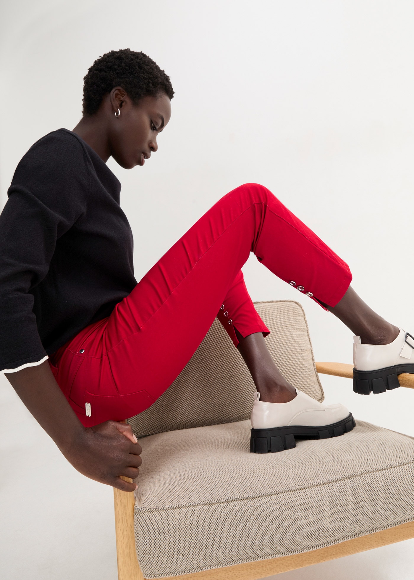 bonprix Pantalon stretch »Stretchhose aus Baumwolle«  aus Baumwolle, Polyester und Elasthan, Slim Fit Passform, 7/8-Länge