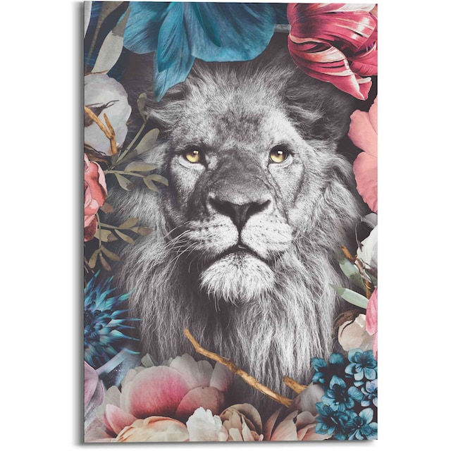 Reinders! Wandbild »Wandbild Löwe Blumenkranz - Pflanzen - Farbenfroh«,  Löwen, (1 St.) kaufen