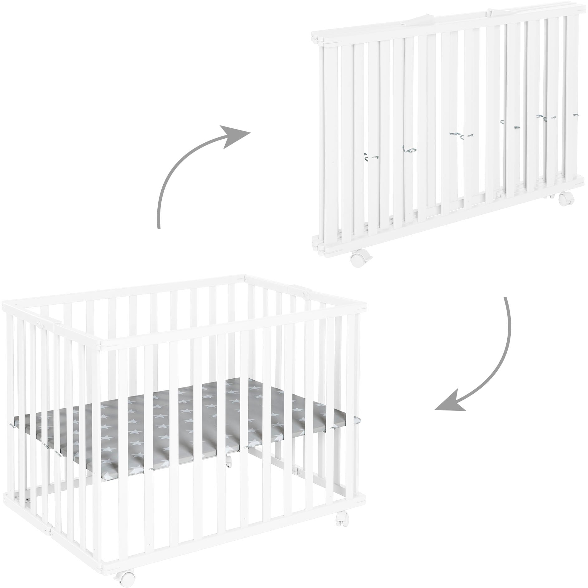 roba® Laufgitter »Little Stars, weiss, 74x100 cm«, mit Folienboden