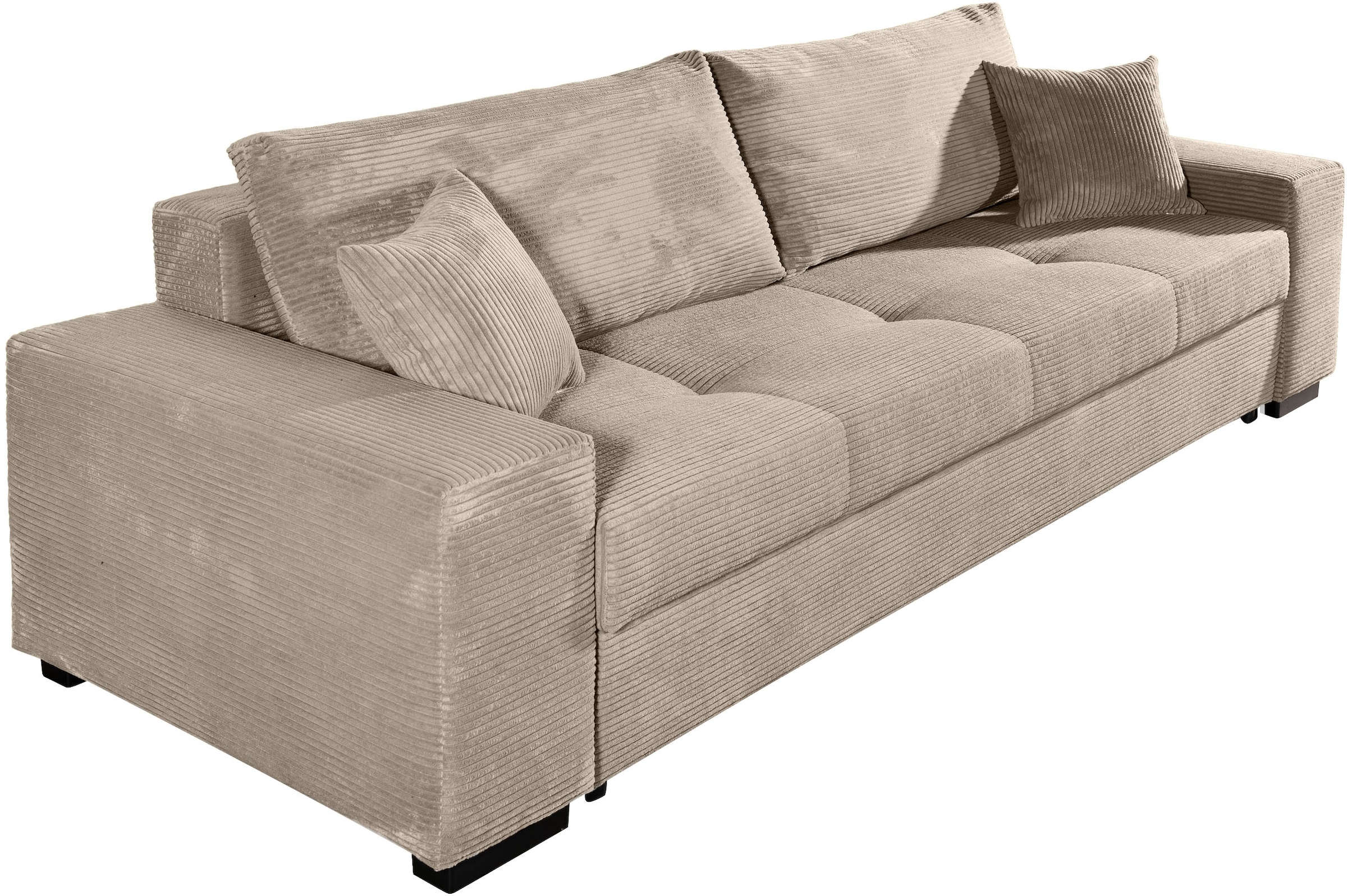 COLLECTION AB Schlafsofa »Kreta, B: 248 cm, Liegefl. 137x195 cm« Schlaffunktion, Bettkasten & 2 Zierkissen, optional mit Topper