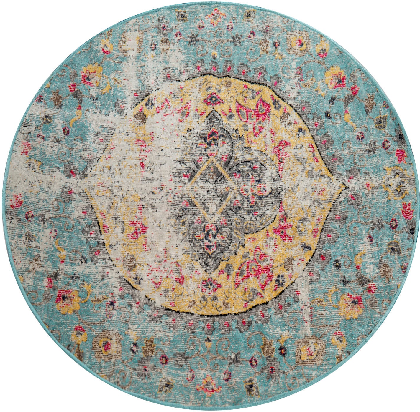 Image of Paco Home Teppich »Artigo 401«, rund, 4 mm Höhe, Kurzflor, Orient-Optik, Vintage Design, In- und Outdoor geeignet, ideal im Wohnzimmer & Schlafzimmer bei Ackermann Versand Schweiz