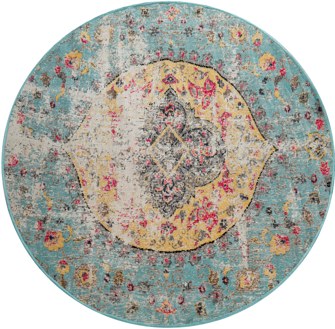 Image of Paco Home Teppich "Artigo 401" rund 4 mm Höhe Kurzflor, Orient-Optik, Vintage Design, In- und Outdoor geeignet