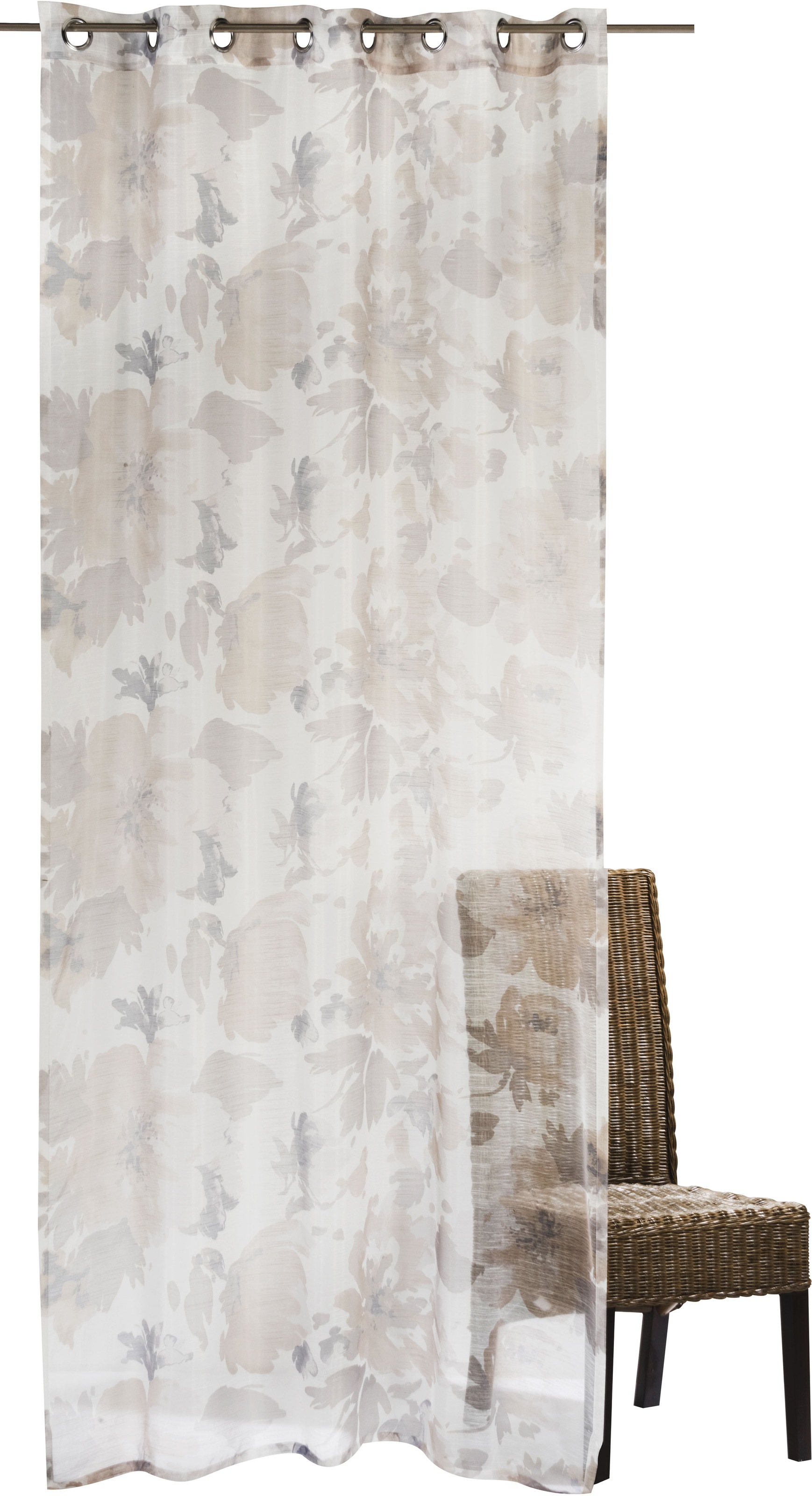 Image of ELBERSDRUCKE Gardine »Botanica«, (1 St.), Ösenschal Botanica 09 beige 255x140 cm transparent bei Ackermann Versand Schweiz