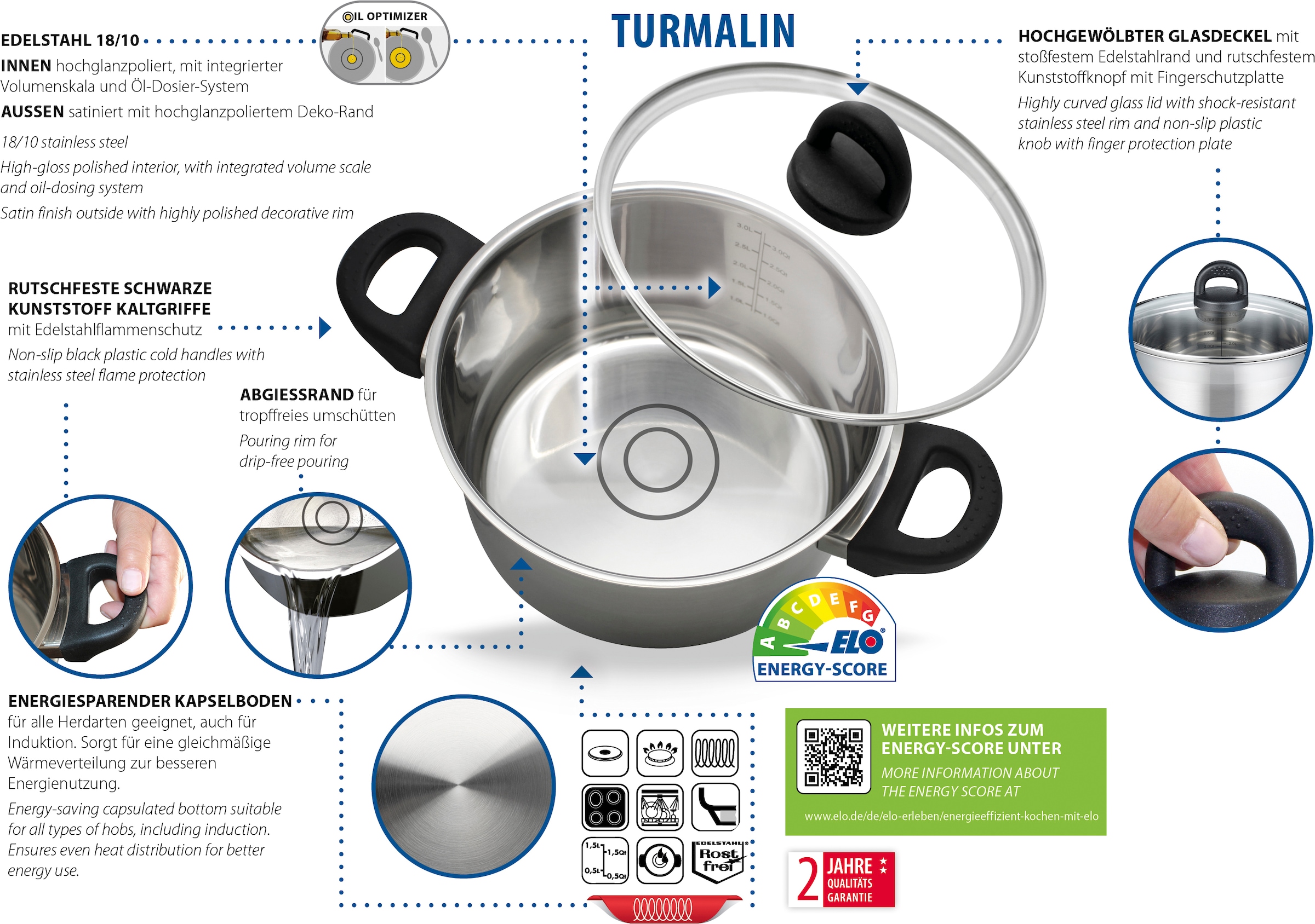 Elo Basic Milchtopf »Turmalin« 1 tlg. Edelstahl | Kunststoff