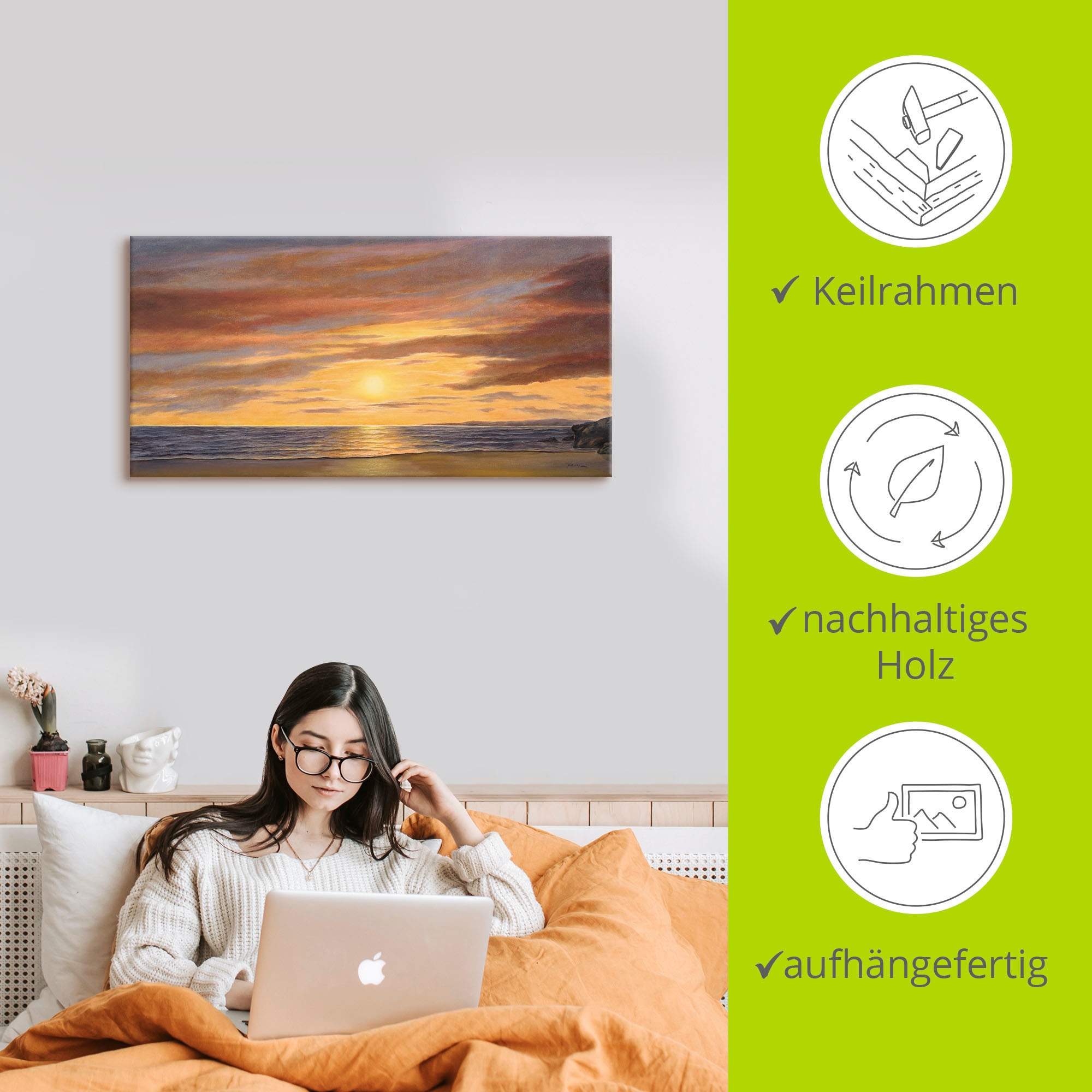 Artland Fresque murale »Sonne am Strand« 1 cuis tlg. als Alubild, Leinwandbild in verschied. Grössen