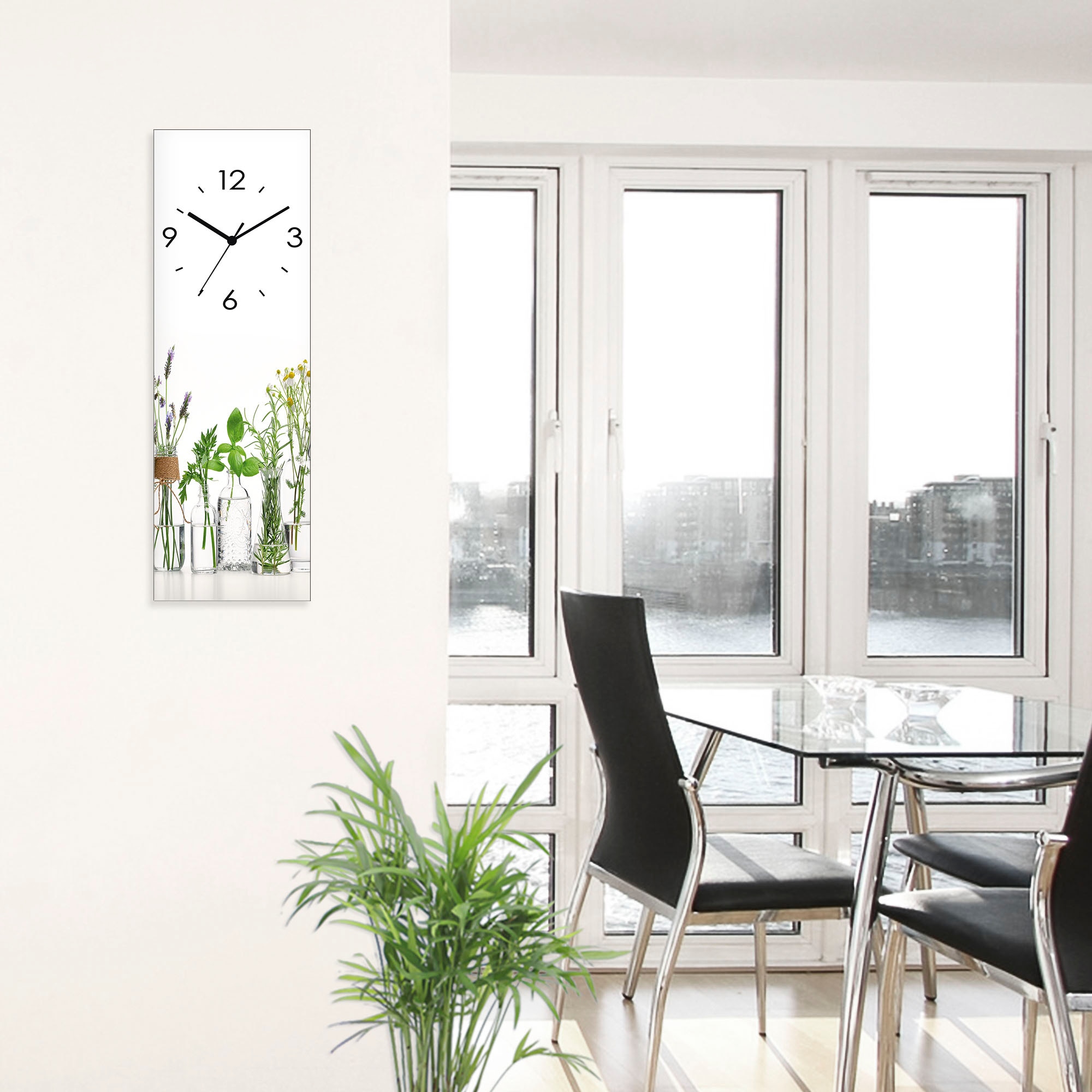 Artland Wanduhr »Glasuhr Öle mit Kräutern«, wahlweise mit Quarz- oder Funkuhrwerk, lautlos ohne Tickgeräusche