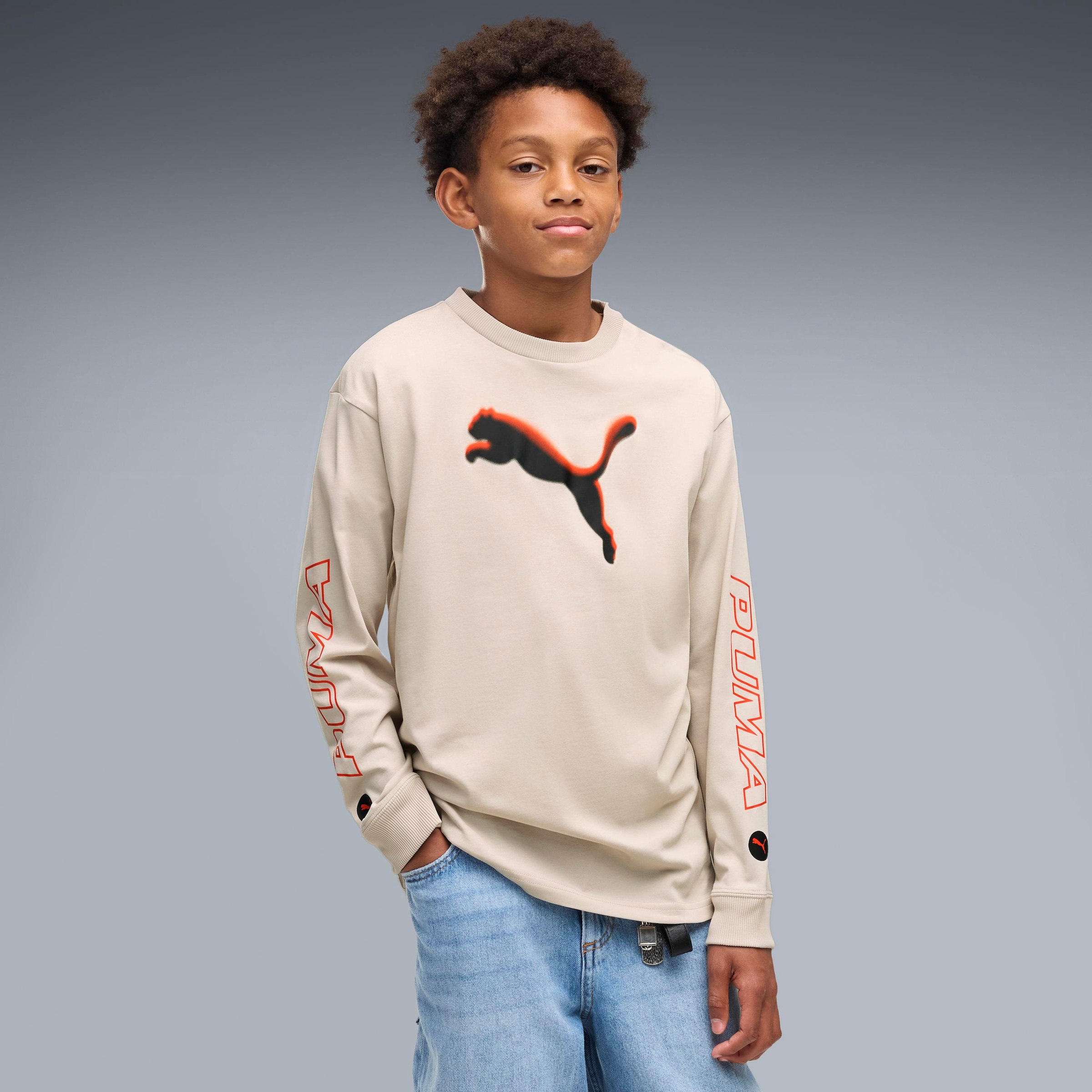 Image of PUMA Langarmshirt "STREET RELAXED LONGSLEEVE TEE B" für Jugendliche, sportlicher Stil, mit Rundhalsausschnitt