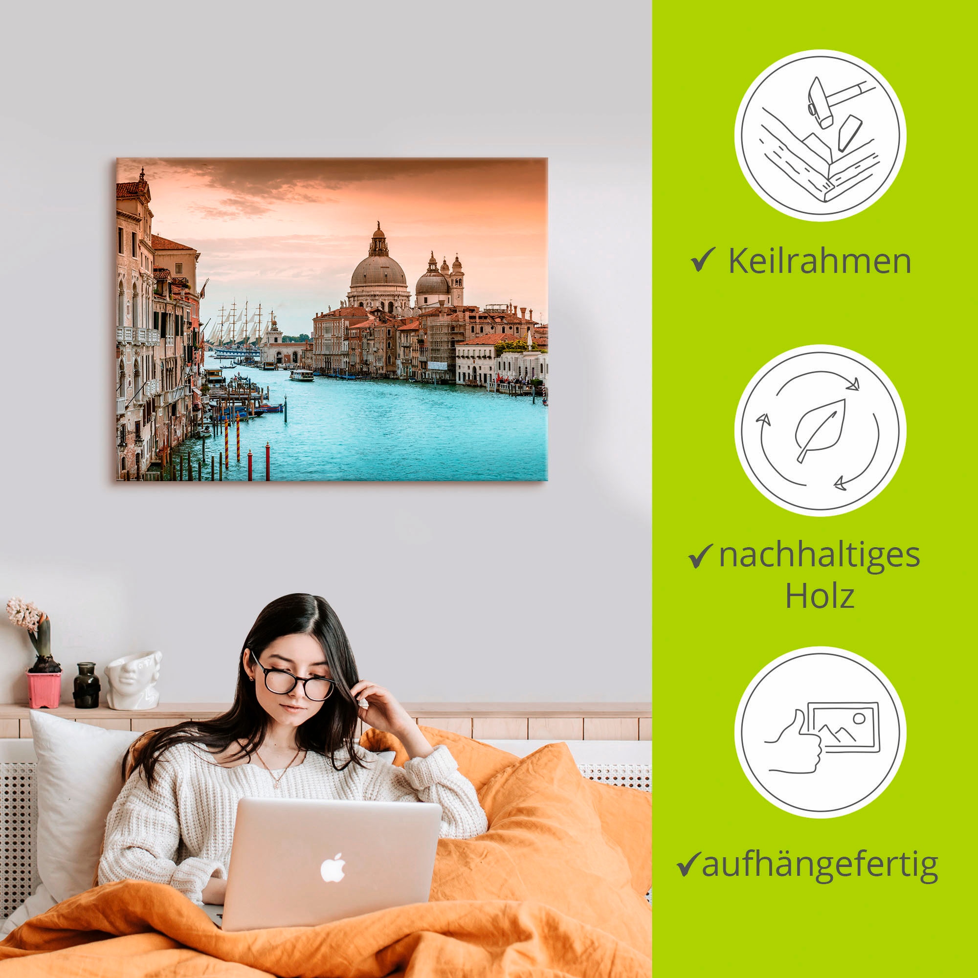 Artland Wandbild »Venedig Canal Grande I«, Italien, (1 St.), als Alubild, Outdoorbild, Leinwandbild, Poster, Wandaufkleber