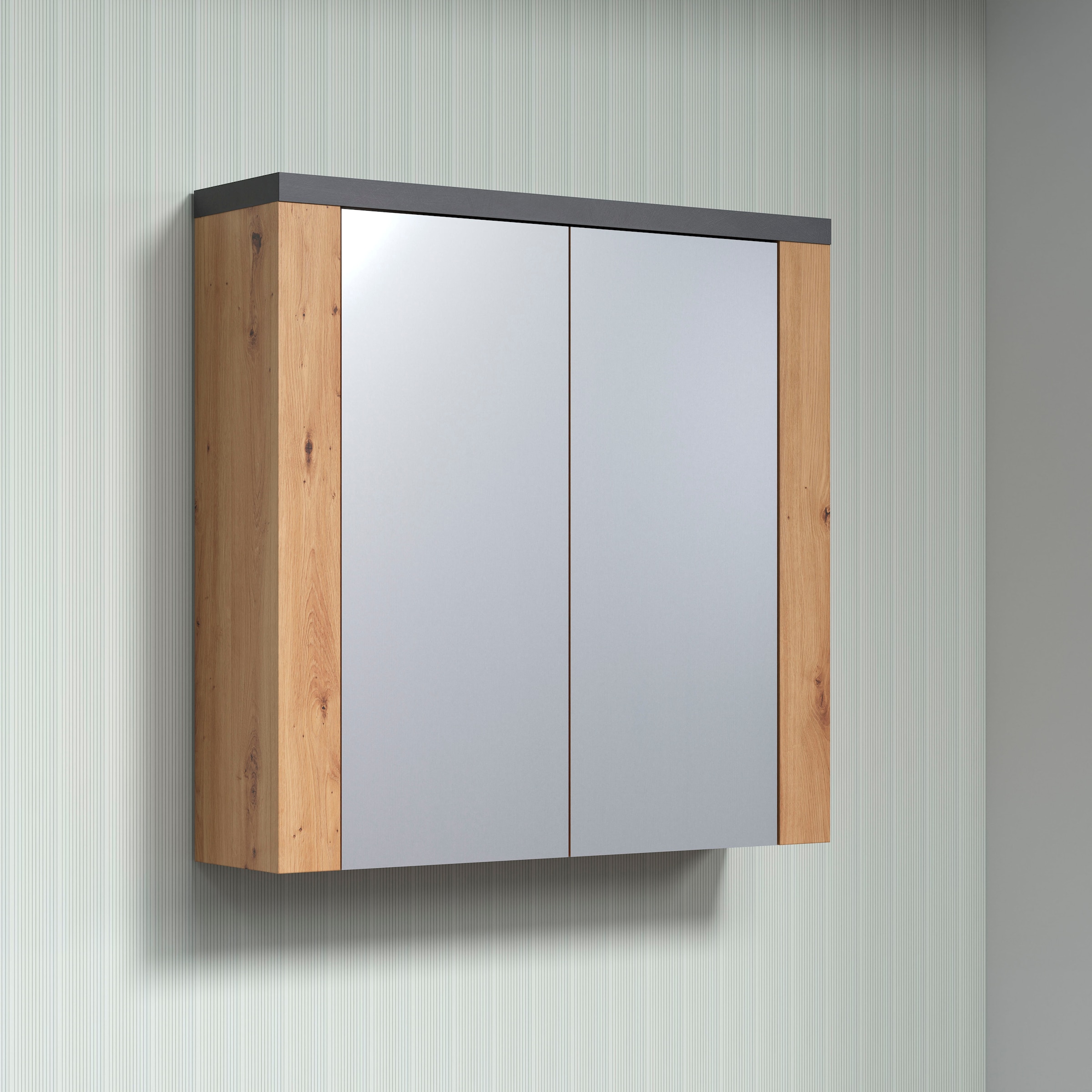 welltime Spiegelschrank »Ambres«, Badspiegel in matter Echtholzoptik - Masse (B/T/H) 79/20/78 cm