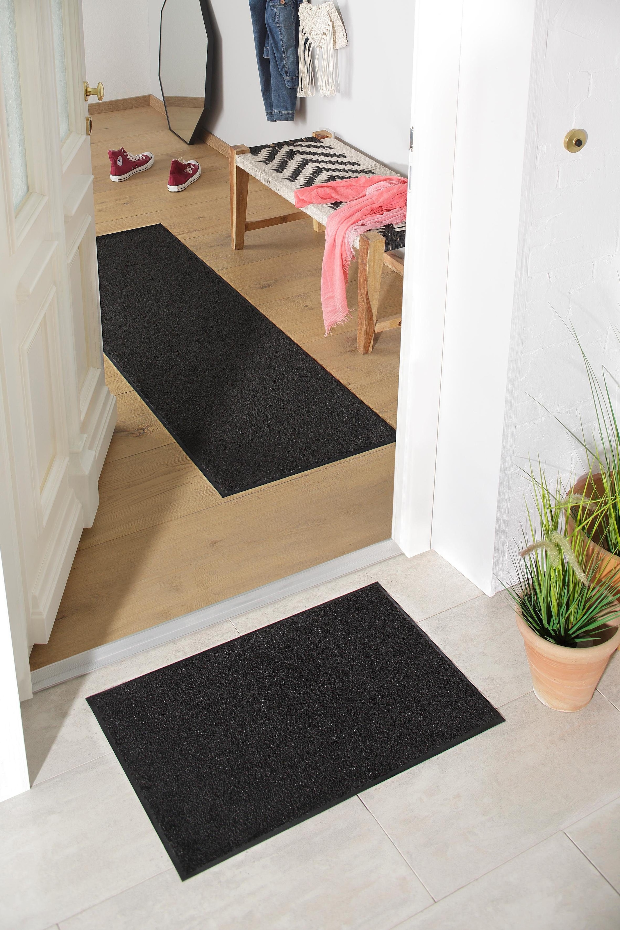 my home Fussmatte »Lavea«, rechteckig, 9 mm Höhe, Schmutzfangmatte, Uni-Farben, In- und Outdoor-Teppich, waschbar