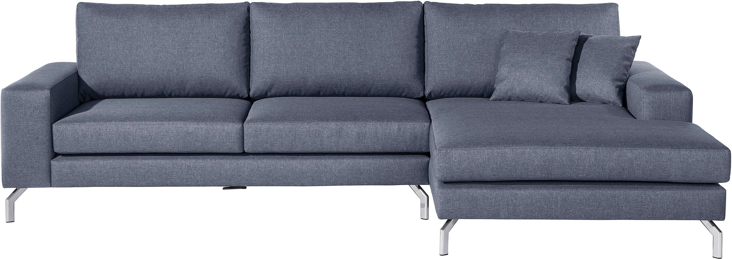 Max Winzer® Ecksofa »Flori Set inkl. Hocker, guter Sitzkomfort, aktuelles Design«, (Spar-Set, Ecksofa und Hocker), elegant mit abgewinkelten Chromfüssen, inklusive Zierkissen