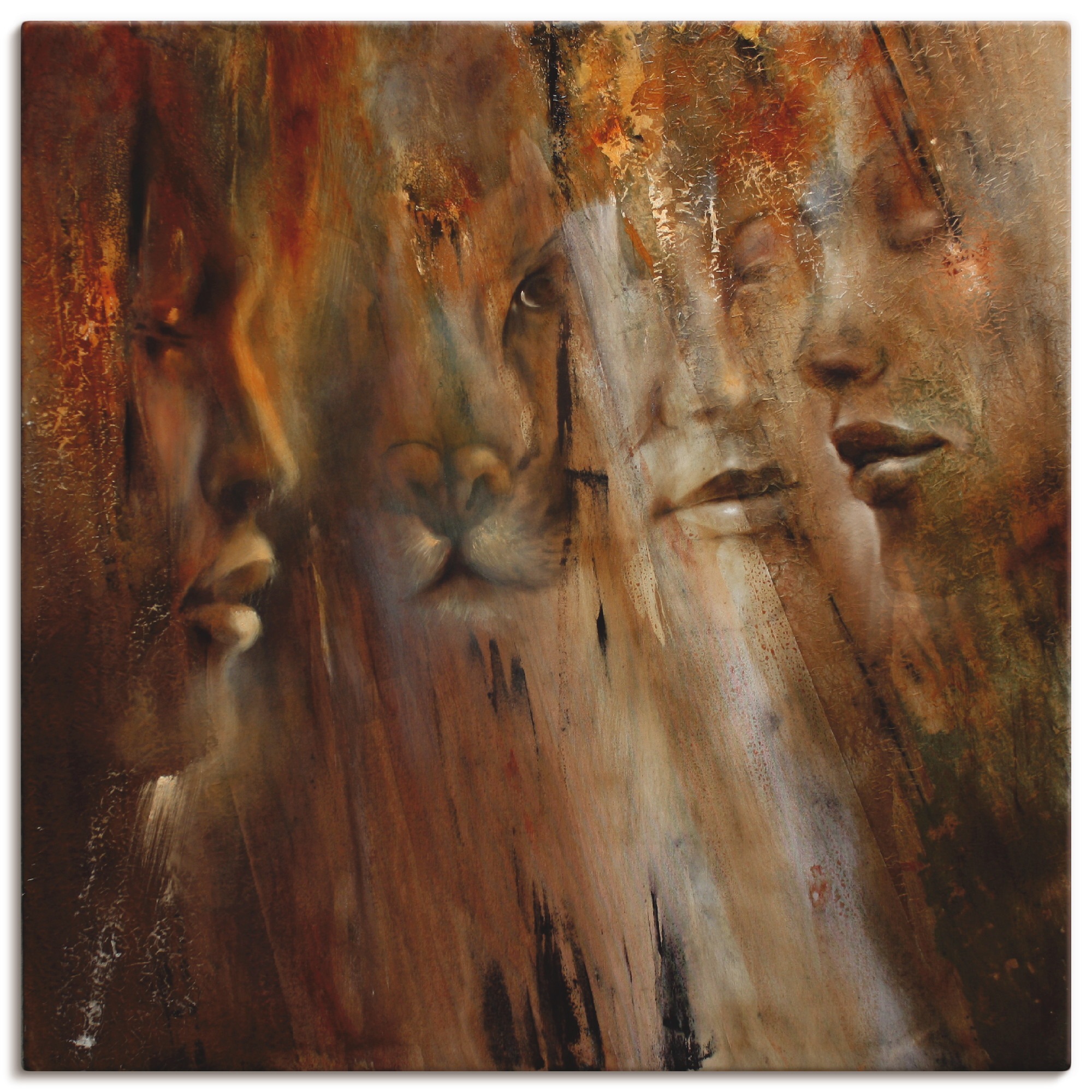 Image of Artland Leinwandbild "Gesichter" Animal Fantasy 1 Stk. tlg. auf Holzrahmen gespannt