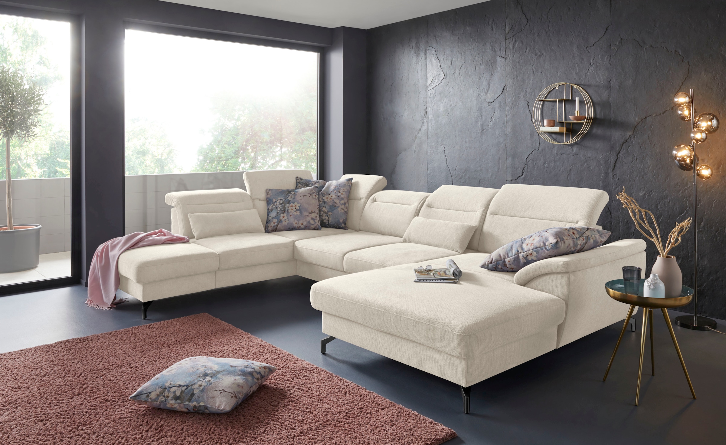 Image of sit&more Wohnlandschaft "Percy U-Form" 12 cm Fusshöhe, Sitztiefenverstellung, wahlweise in 2 Fussfarben