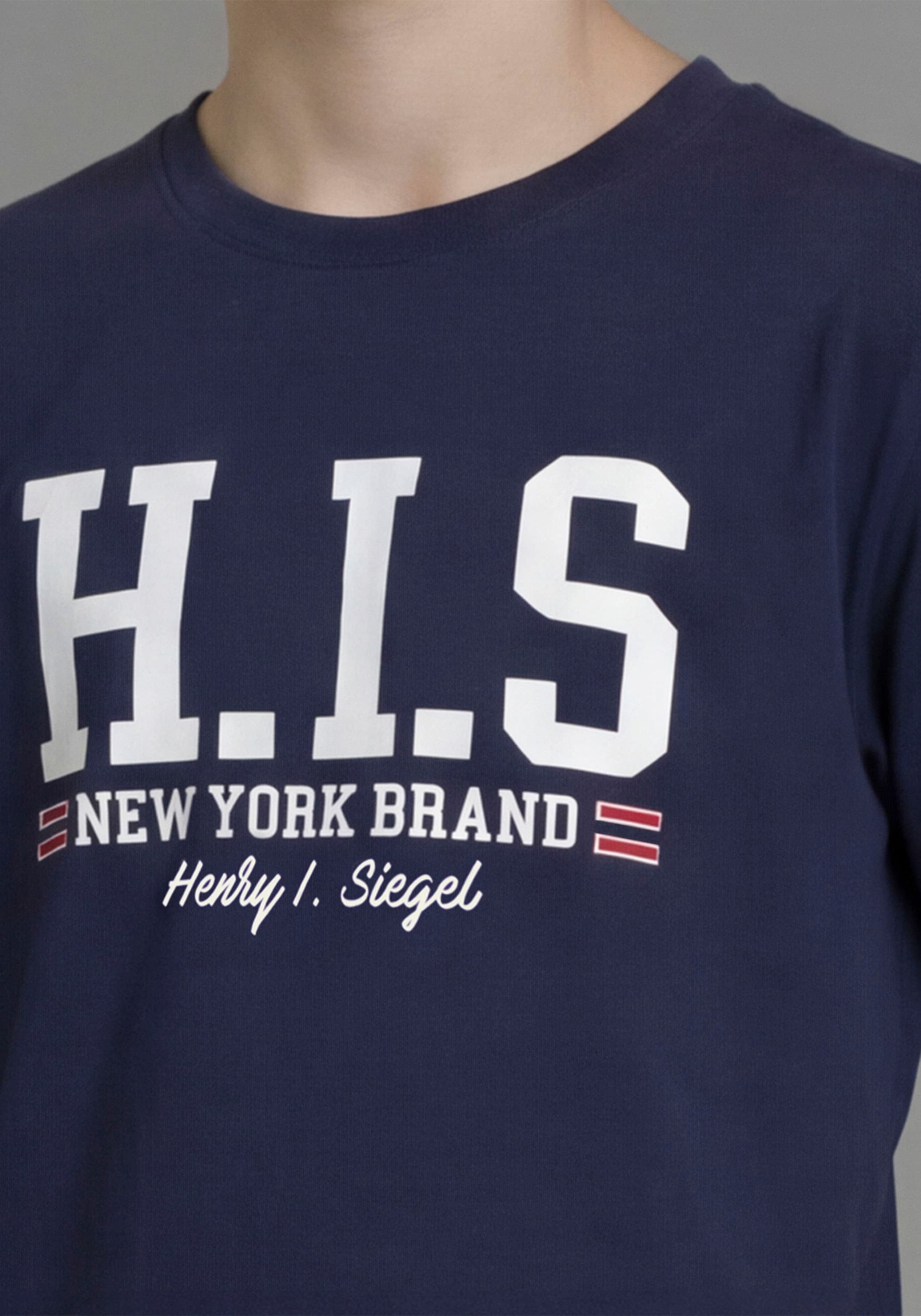 H.I.S T-Shirt »2er Pack T-Shirts mit Logodrucken für Jungen« Packung, 2, 2 tlg. Basic Schnitt, kurze Ärmel, bedruckte Optik, Logodrucke