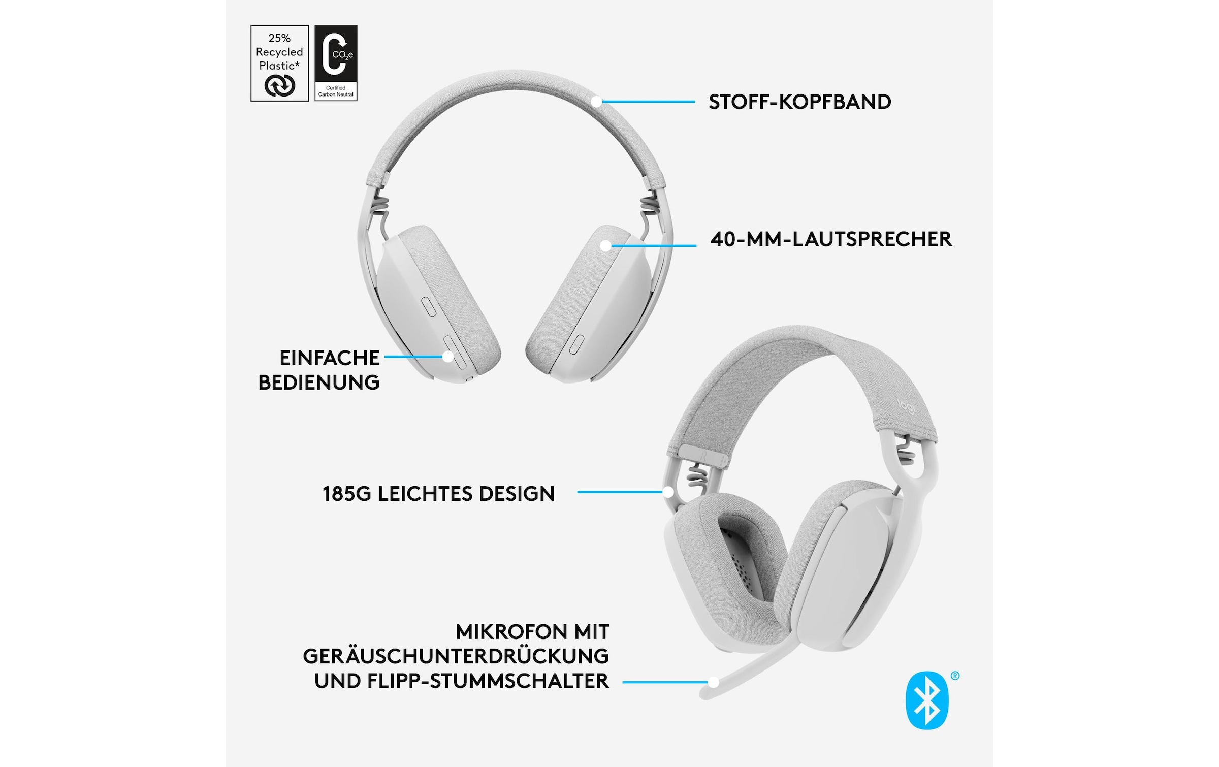 Logitech Headset »Headset Zone Vibe 100 off-white«
