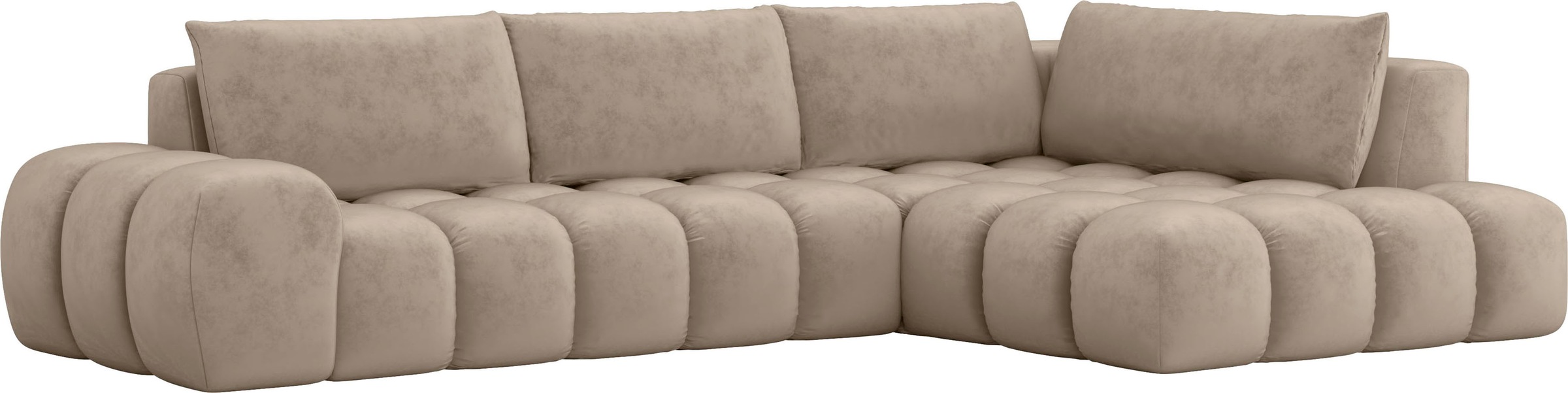 INOSIGN Ecksofa »AZITA Designsofa, elegant und bequem L-Form, Bubble-Optik«, lose Rückenkissen, traumhafte Steppung, Masse B/T/H: 352/210/72 cm