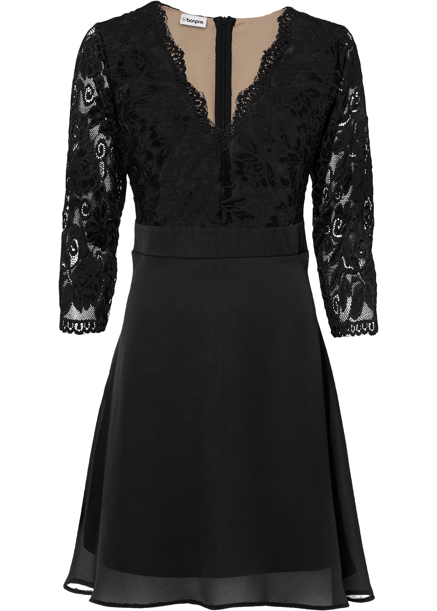 bonprix Robe midi 1 pièces tlg. style festif, en polyester, avec dentelle et élasthanne
