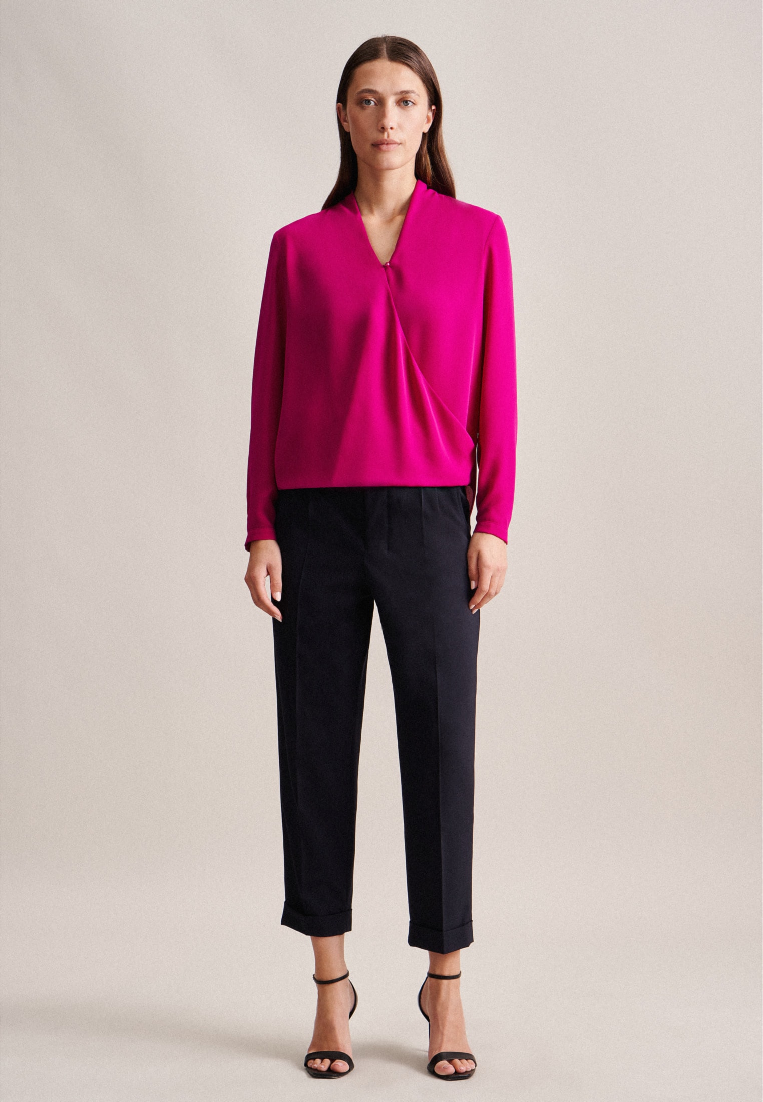 seidensticker Wickelbluse »Schwarze Rose«, Langarm V-Neck Uni