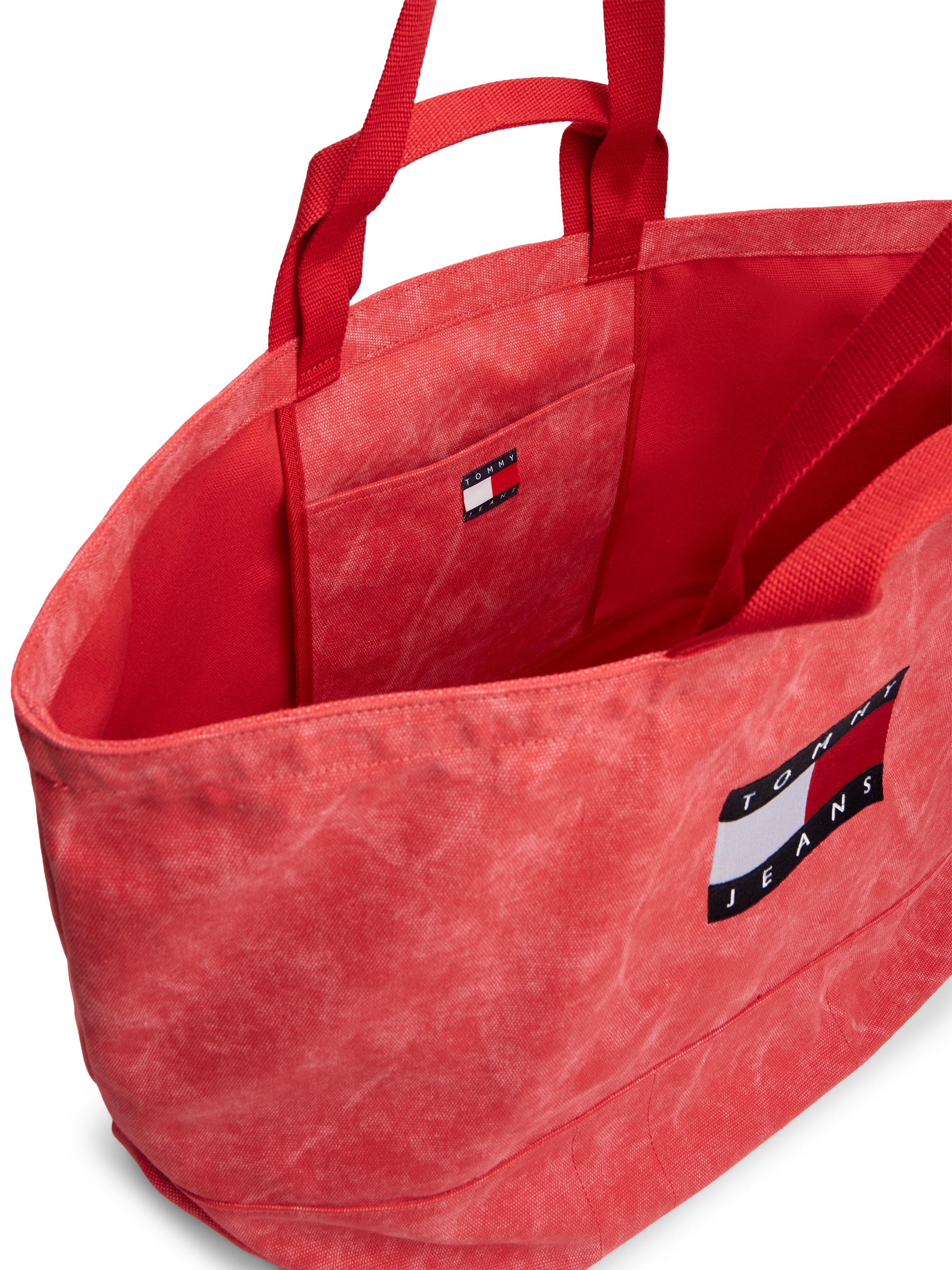 Tommy Jeans Sac de transport »TJW WAVE FLAG MED TOTE« sac unisexe, sac bandoulière, shopper, sac à main aspect usé