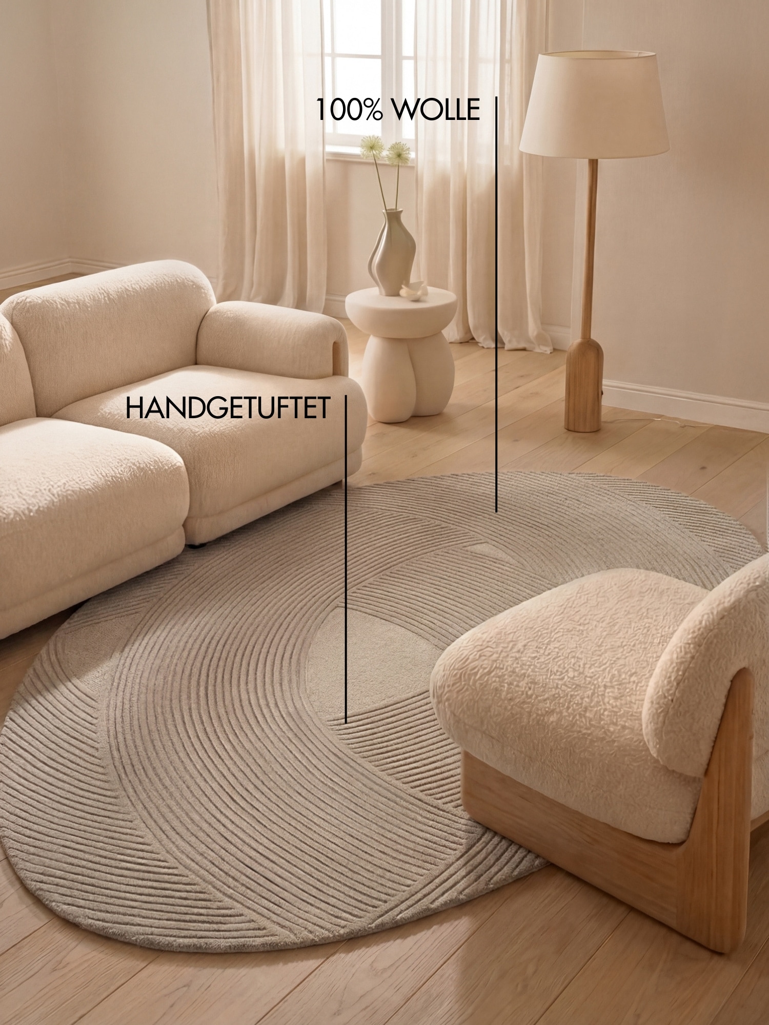 Ted Baker Tapis en laine »Wollteppich Victoria« Rectangulaire 18 mm Höhe Naturteppich Wolle, Hoch-Tief-Design, Wohnzimmer, Schlafzimmer