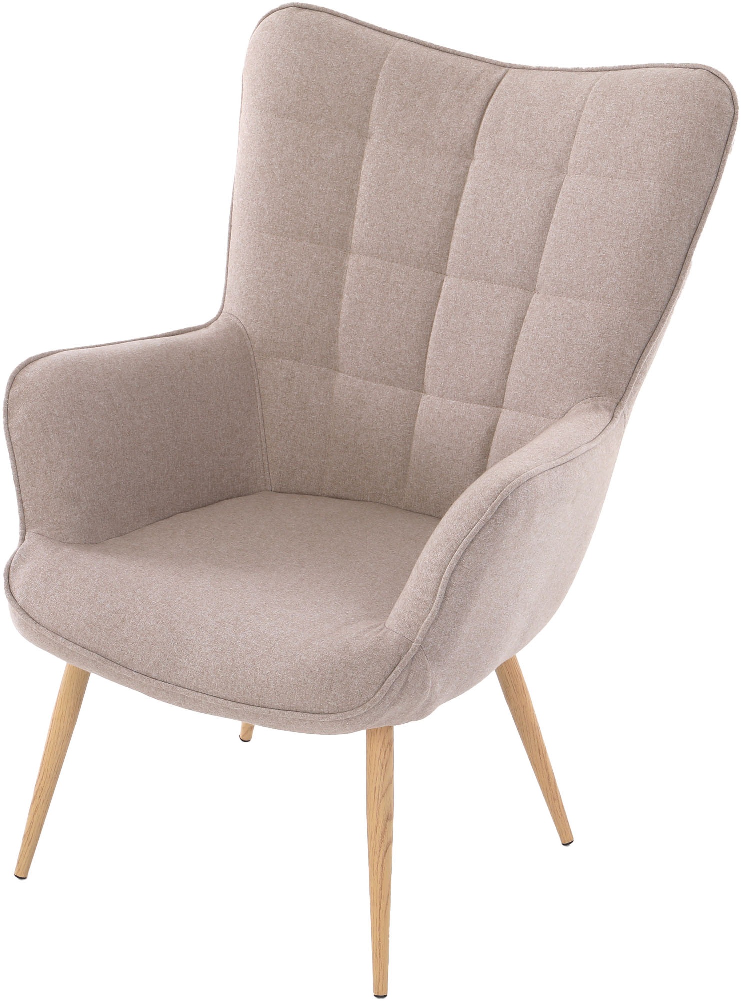 byLIVING Sessel »UTA« Bezug Webstoff sandfarben, Gestell Metall Artisan Eiche, Schaumstoff