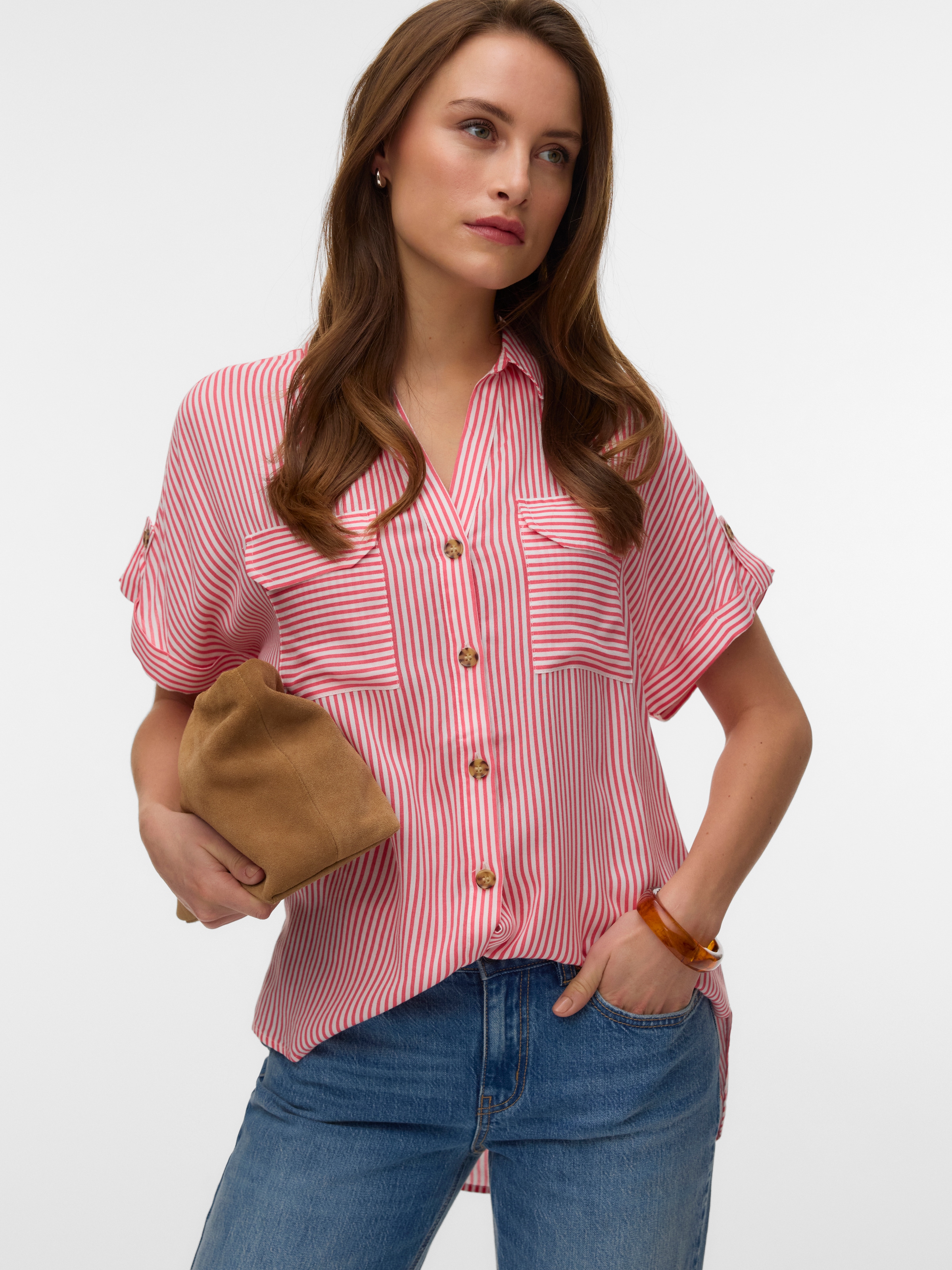 Vero Moda Kurzarmbluse »VMBUMPY S/S SHIRT WVN GA NOOS« Viskose, regular fit