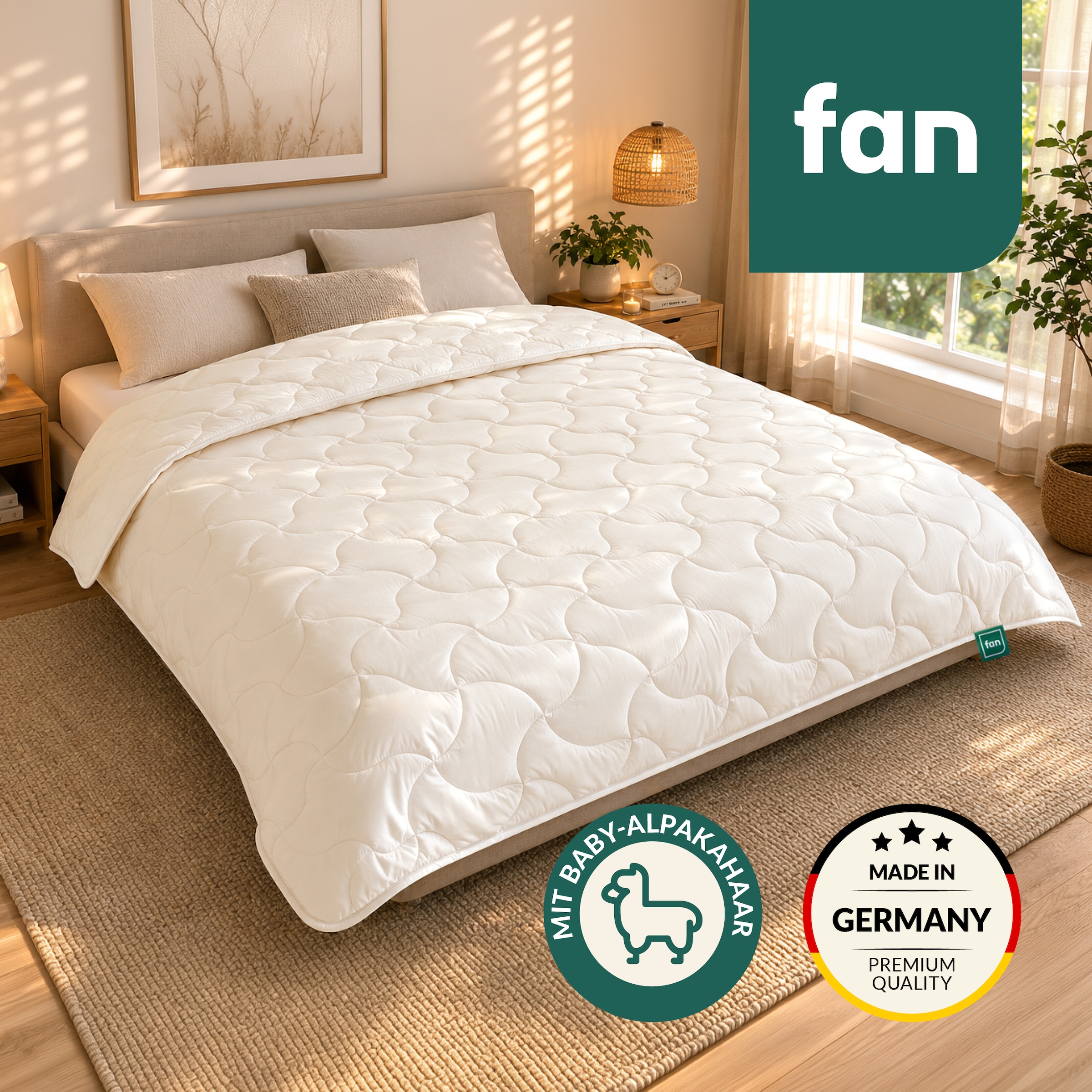 Image of fan Naturhaarbettdecke "Baby Alpaka 97% Alpaka, Bettdecke in 135x200 cm & weitere Grössen" leicht Füllung 97% Alpaka & 3% sonstige Faser 1 Stk. tlg. Bettdecke aus Naturhaar hergestellt in Deutschland