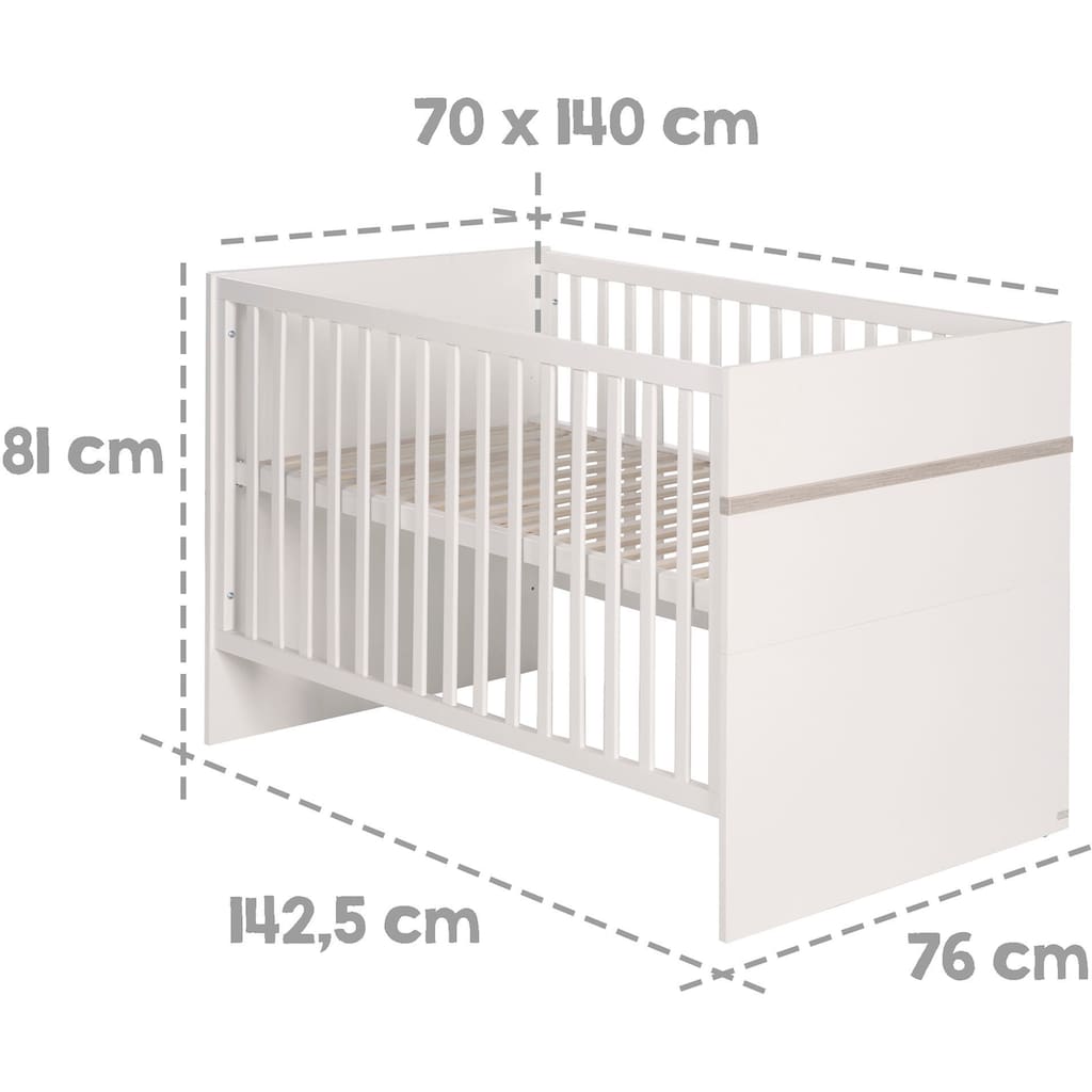 roba® Babyzimmer-Komplettset »Moritz«, (Set, 3 St., Kinderbett, Wickelkommode, Kleiderschrank)