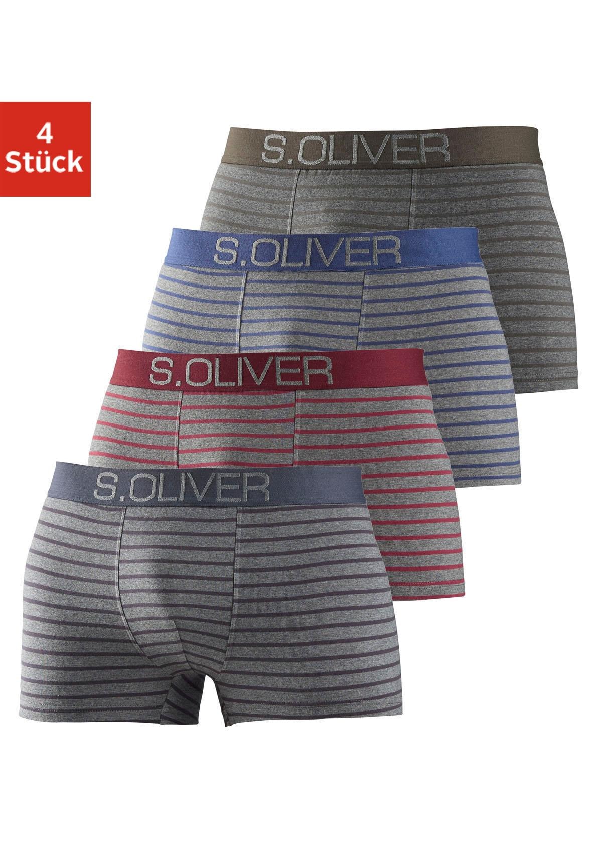 s.Oliver Boxer »Boxershorts für Herren« Packung, 4 Stk. mit kontrastfarbenem Webbund