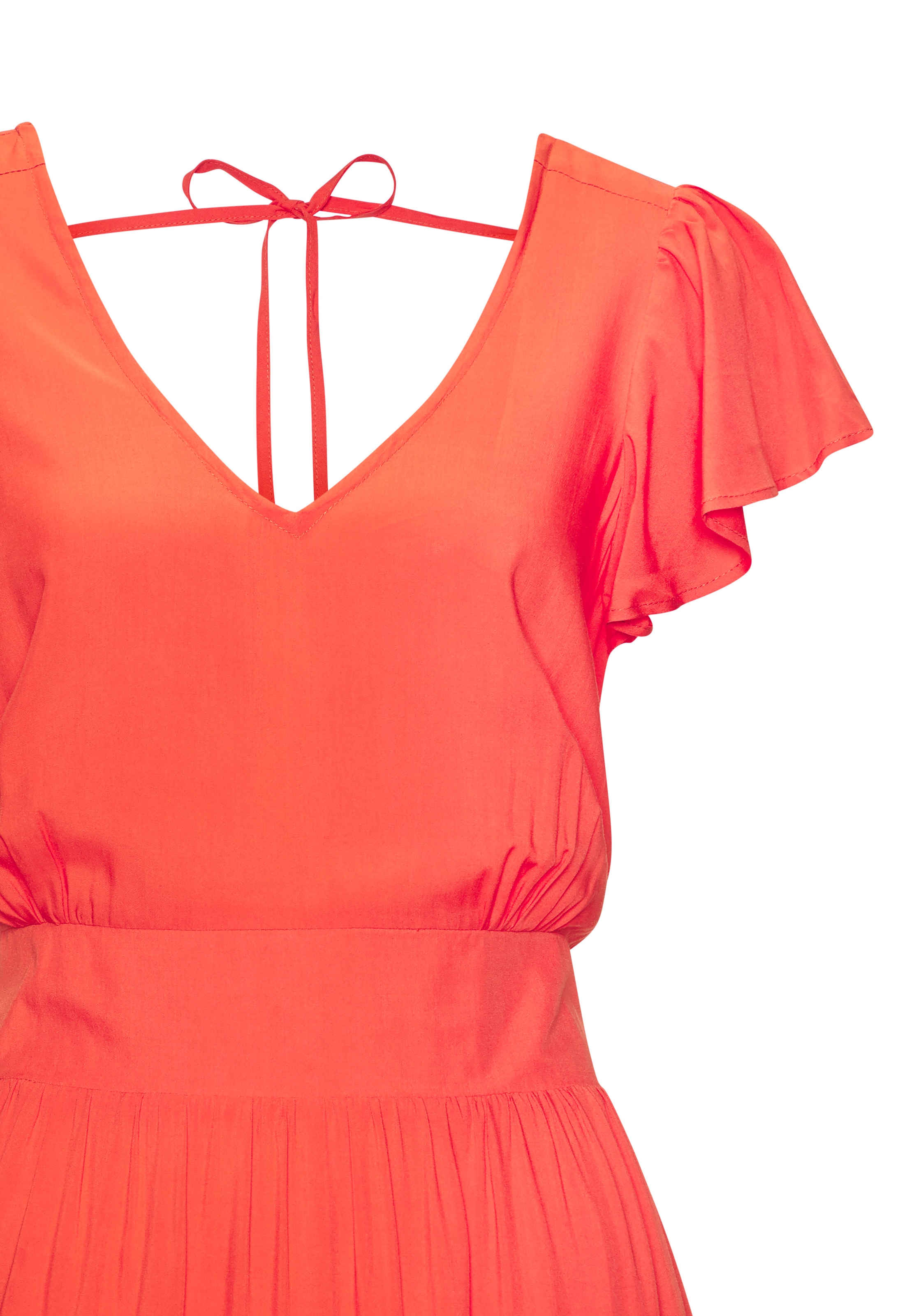 Vivance Robe midi Poches dans les coutures latérales avec encolure en V, robe d'été en tissu tissé