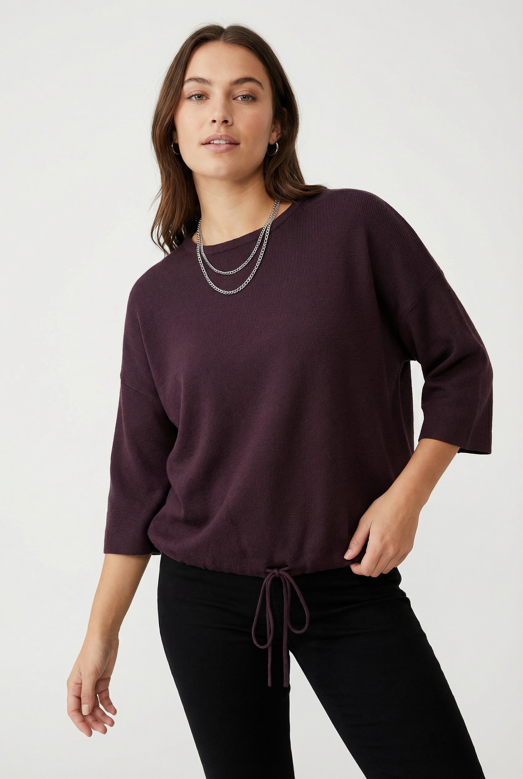 Image of ONLY Kurzarmpullover "ONLSITERI SS LOOSE TIE O-NECK TOP CC KNT"