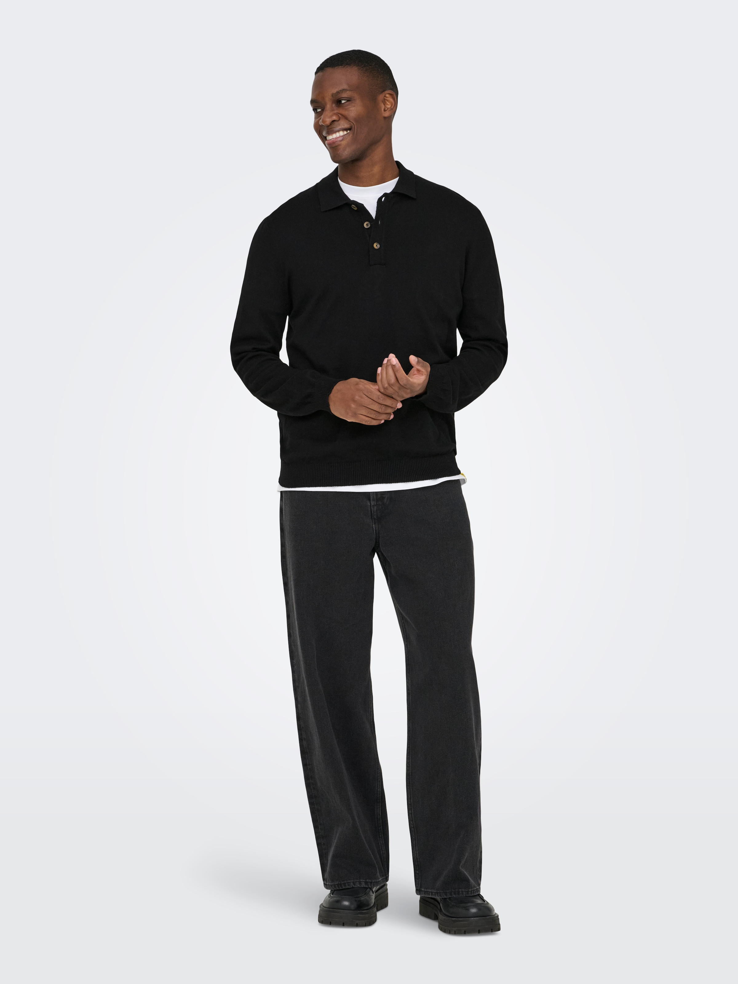 ONLY & SONS Polokragenpullover »ONSLOUI REG 12 LS MEL POLO KNIT«