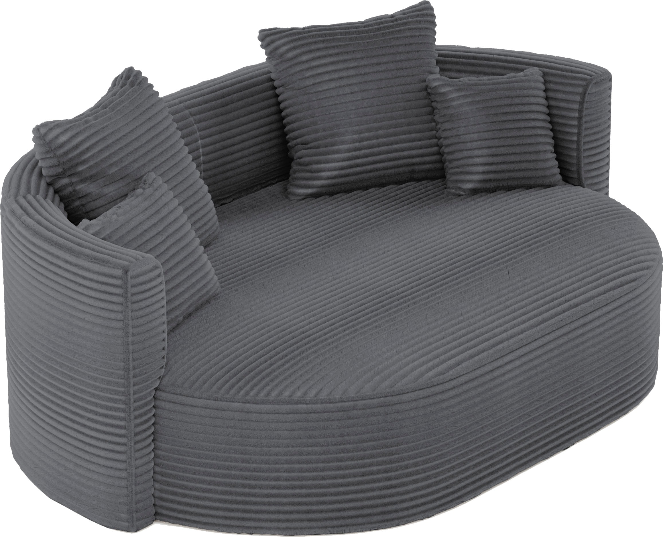 LeGer Home by Lena Gercke 2,5-Sitzer »ISALIE, rundes Loungesofa, mit Kissen, perfekt gepolstert«, moderne Stoffe, mit 4 Zierkissen, extra grosse Sitzfläche