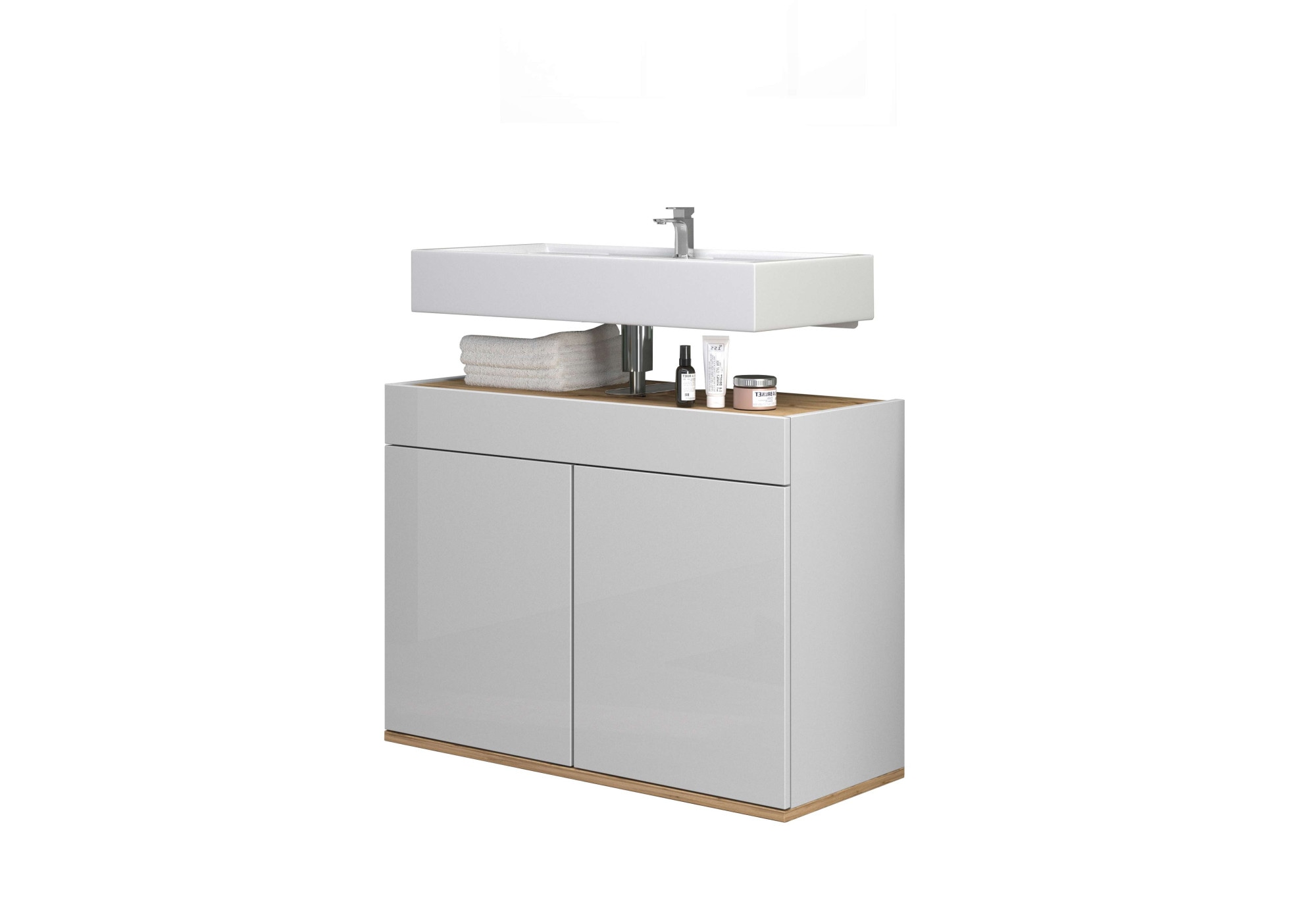 welltime Armoire sous lavabo »Garda« 1 cuis tlg. Made in Italy, façades laquées haute brillance, beaucoup de rangement