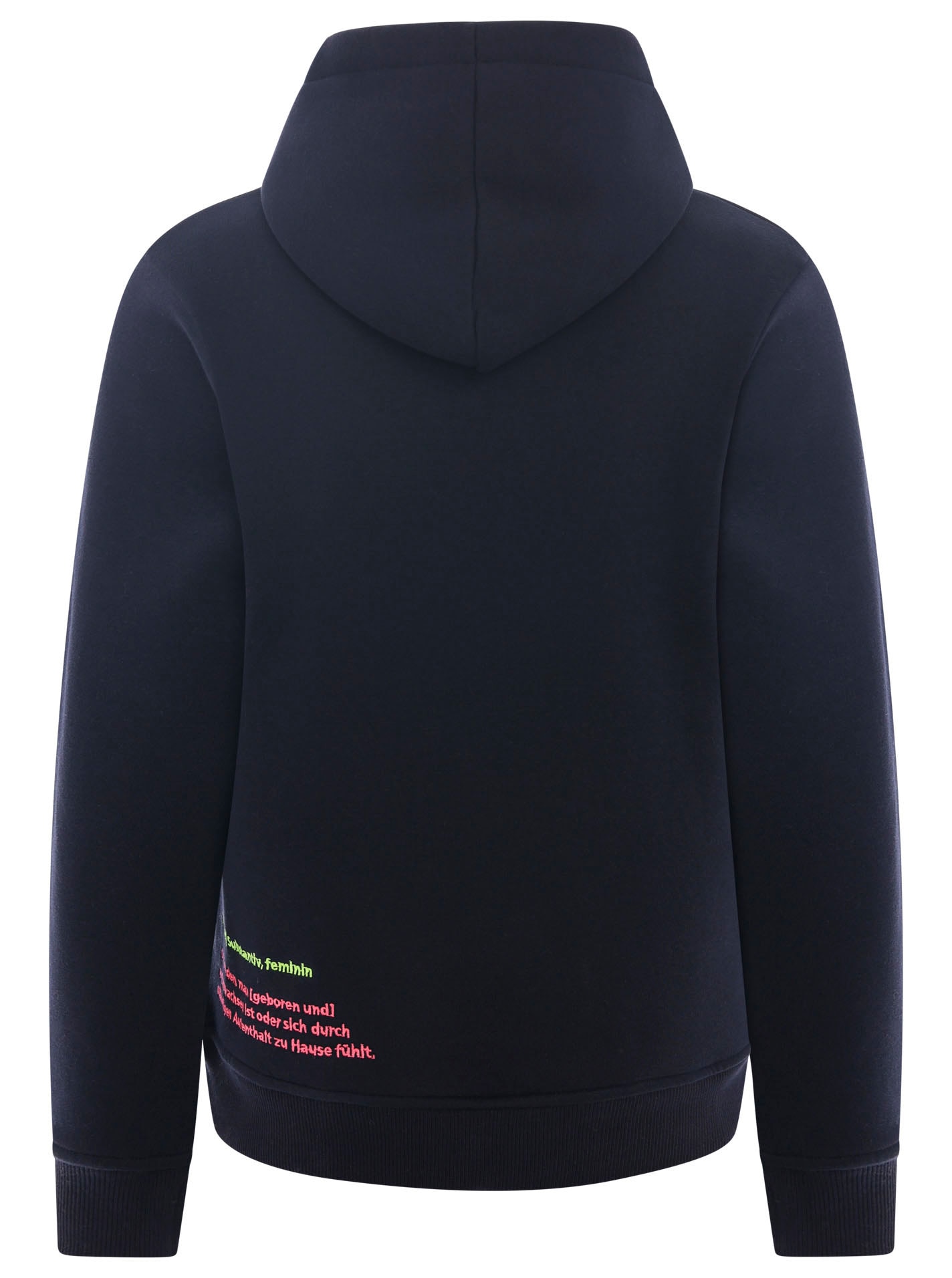 Zwillingsherz Sweatshirt, mit Kapuze, Backprint, Detailprint vorne, neonfarben