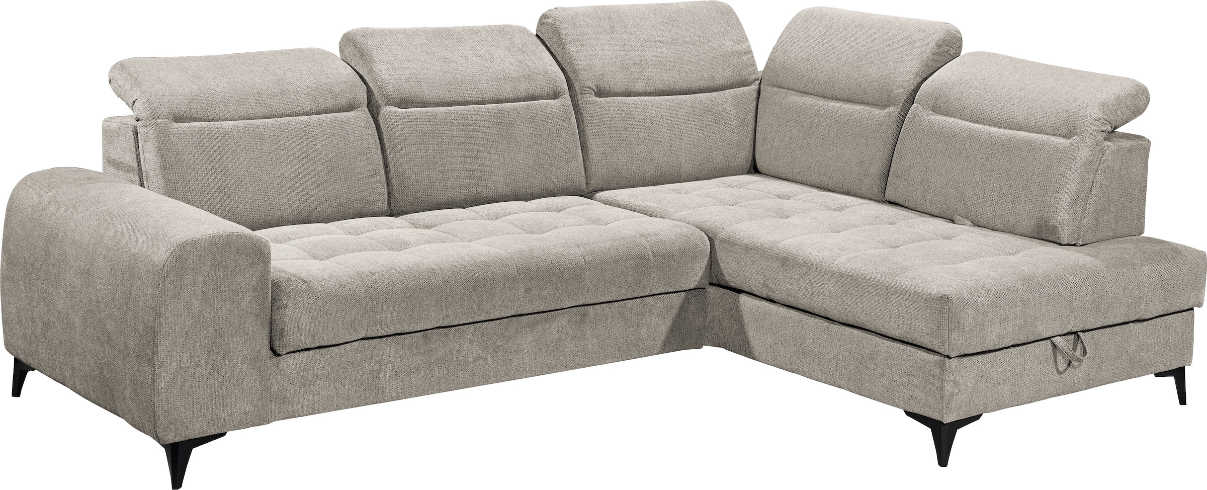 ED EXCITING DESIGN Ecksofa »Rockdale L-Form mit Bettfunktion, Bettkasten«, Kopfteilverstellung, Sitztiefenverstellung & USB-Port