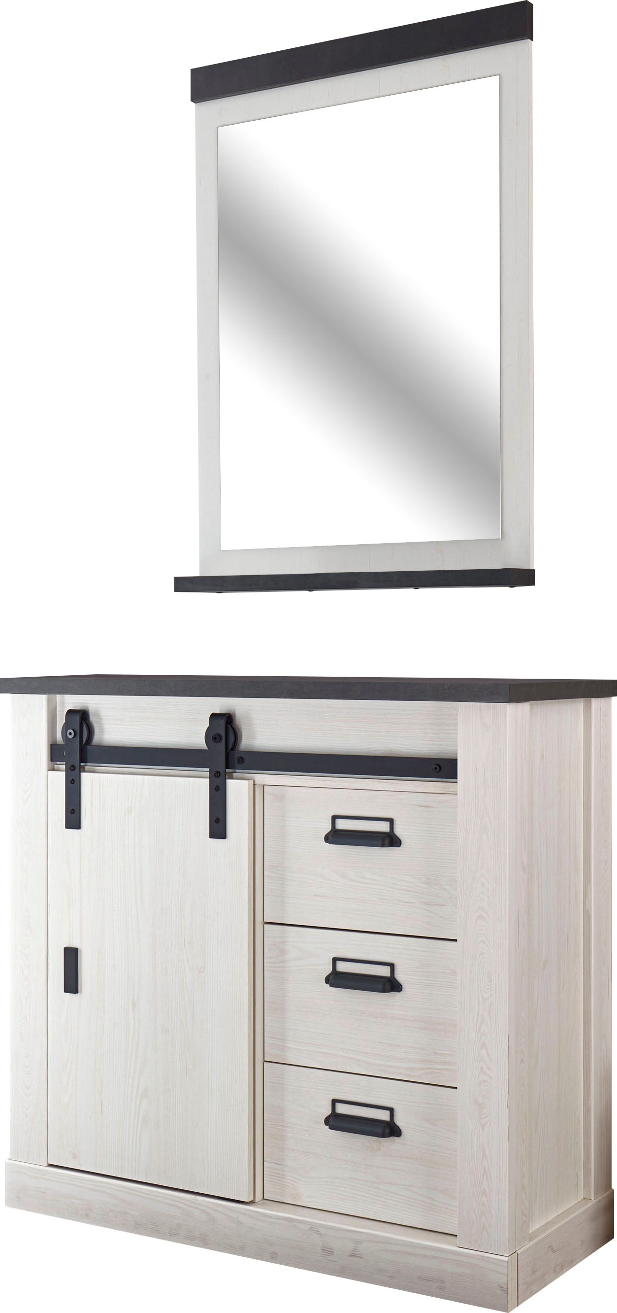 Image of Premium collection by Home affaire Garderoben-Set »SHERWOOD«, (2 St.), in modernem Holz Dekor, mit Scheunentorbeschlag und Apothekergriffen aus Metall, Breite ca. 93 cm bei Ackermann Versand Schweiz