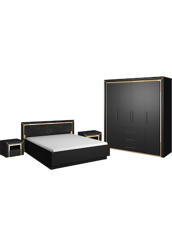 Schlafzimmer-Set »Arno«, (4 St.), mit silberfarben-oder goldfarbener Spiegelfolie