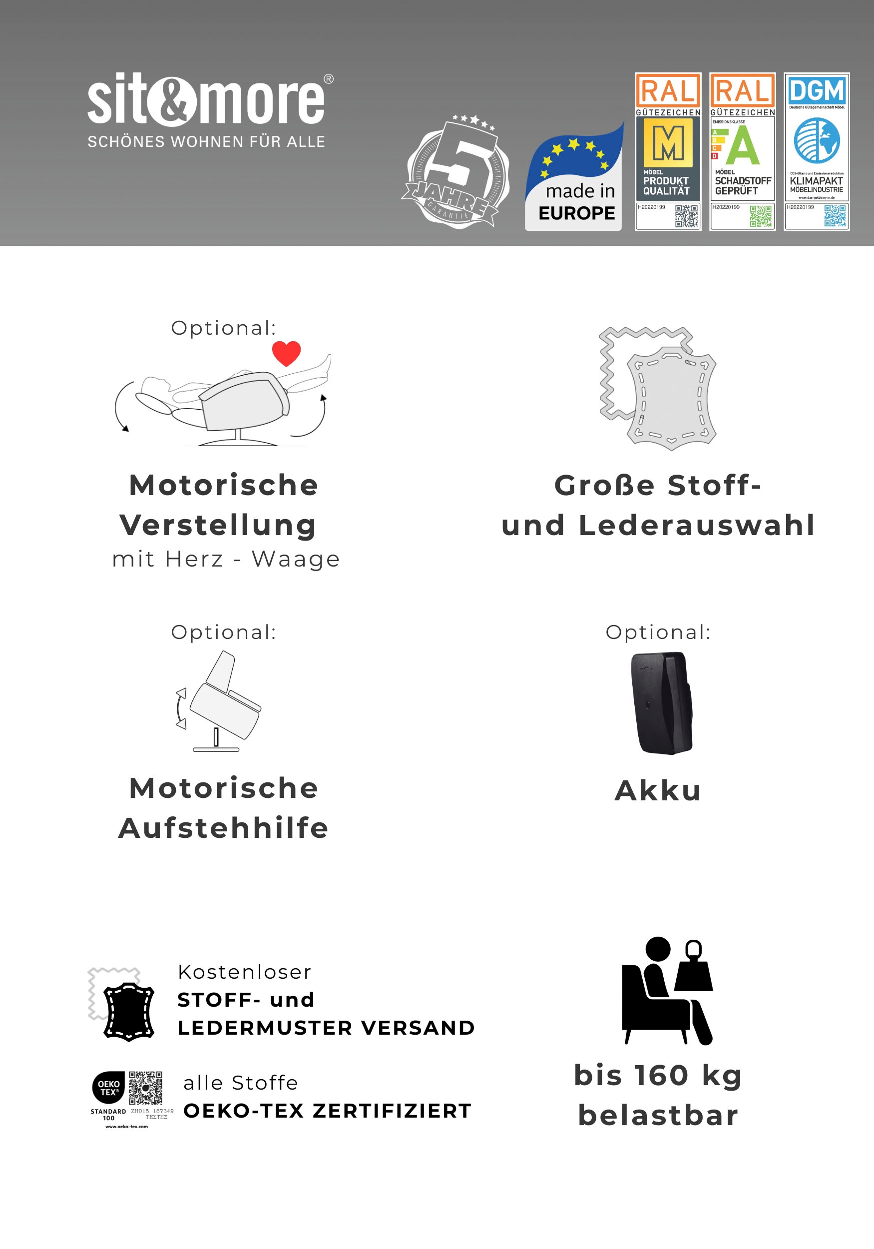 sit&more TV-Sessel »TV Lazy« zur Auswahl mit Herz-Waage-Position