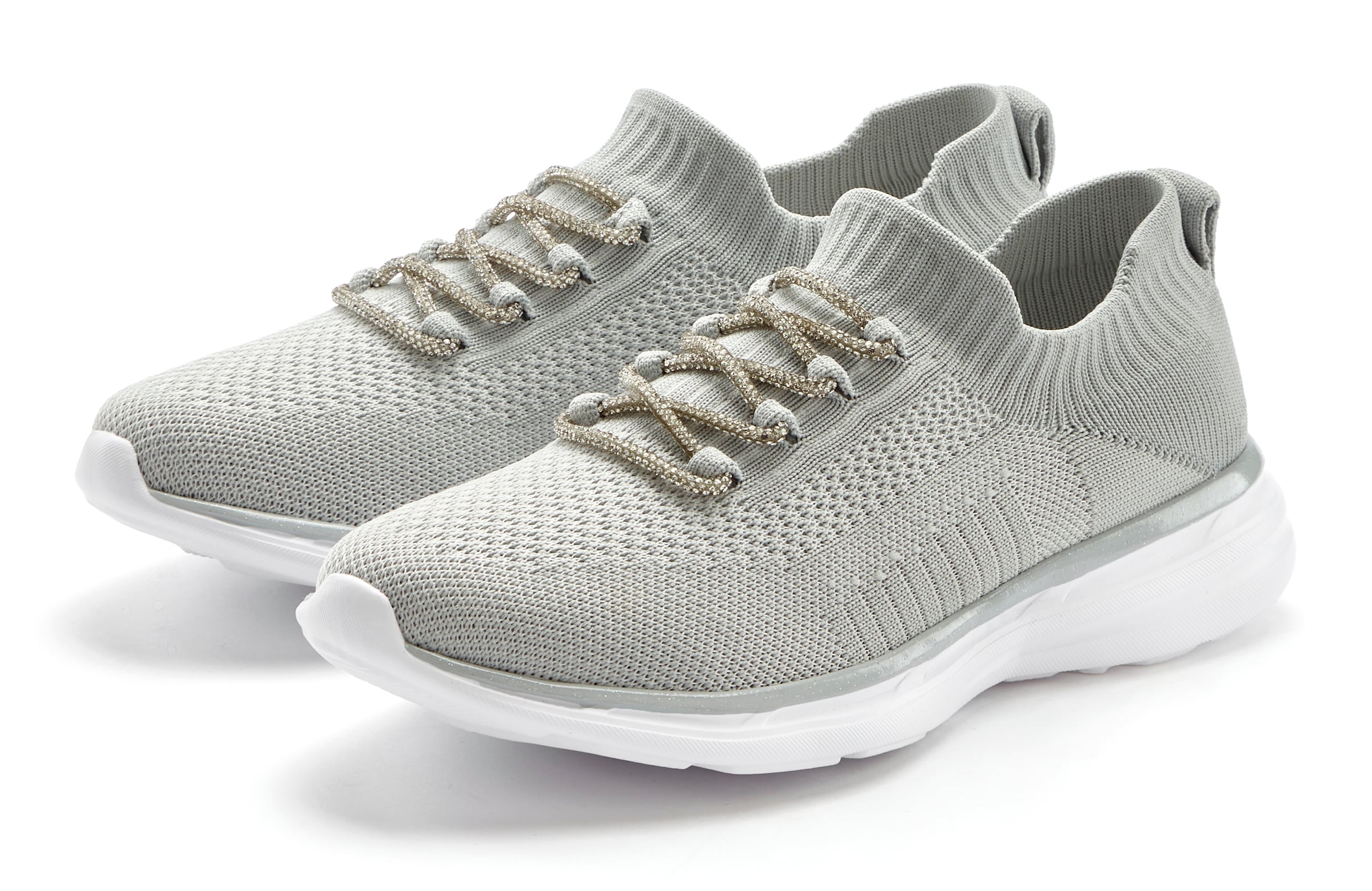 Image of LASCANA Sneaker "Slip-On-Sneaker, Slipper, Freizeitschuh," mit modischer Glitzerschnürung VEGAN