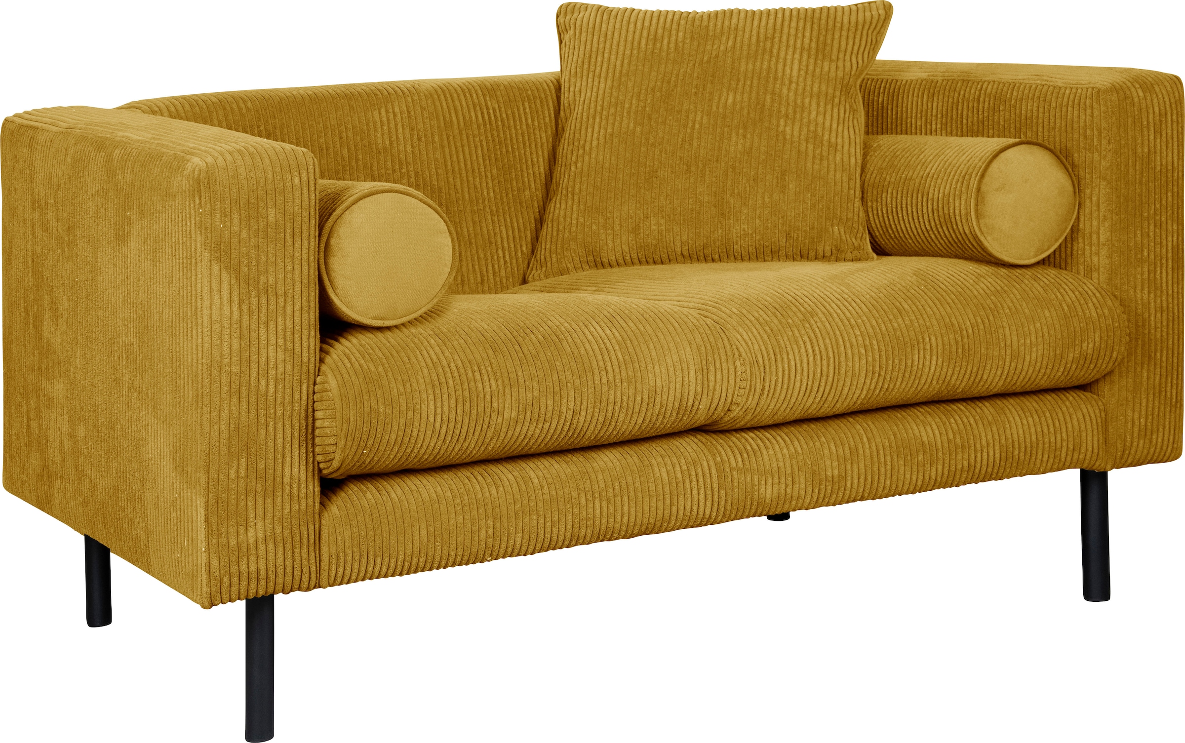 Guido Maria Kretschmer Home&Living 2-Sitzer »Lillibeth Designsofa mit Wellenunterfederung, Masse B/T/H: 155/74/83 cm«, Zierkissen als Wendekissen, in Samtoptik oder Cord