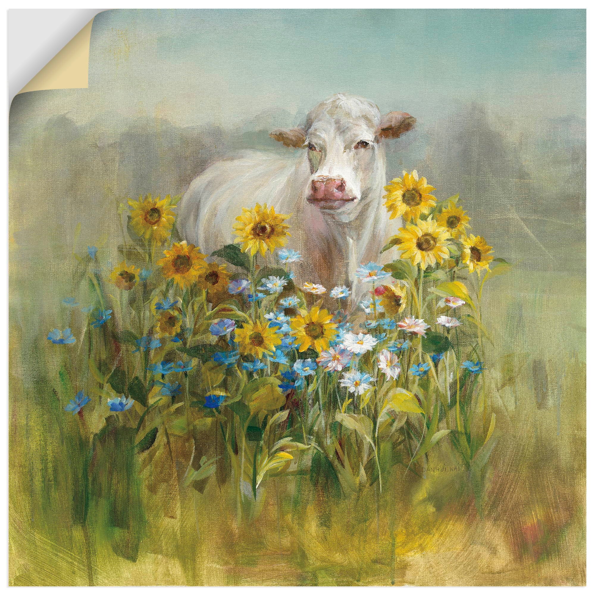Image of Artland Wandbild "Farm and Field I" Kuhbilder 1 Stk. tlg. als Alubild, Leinwandbild, Poster, Wandaufkleber in verschied. Grössen