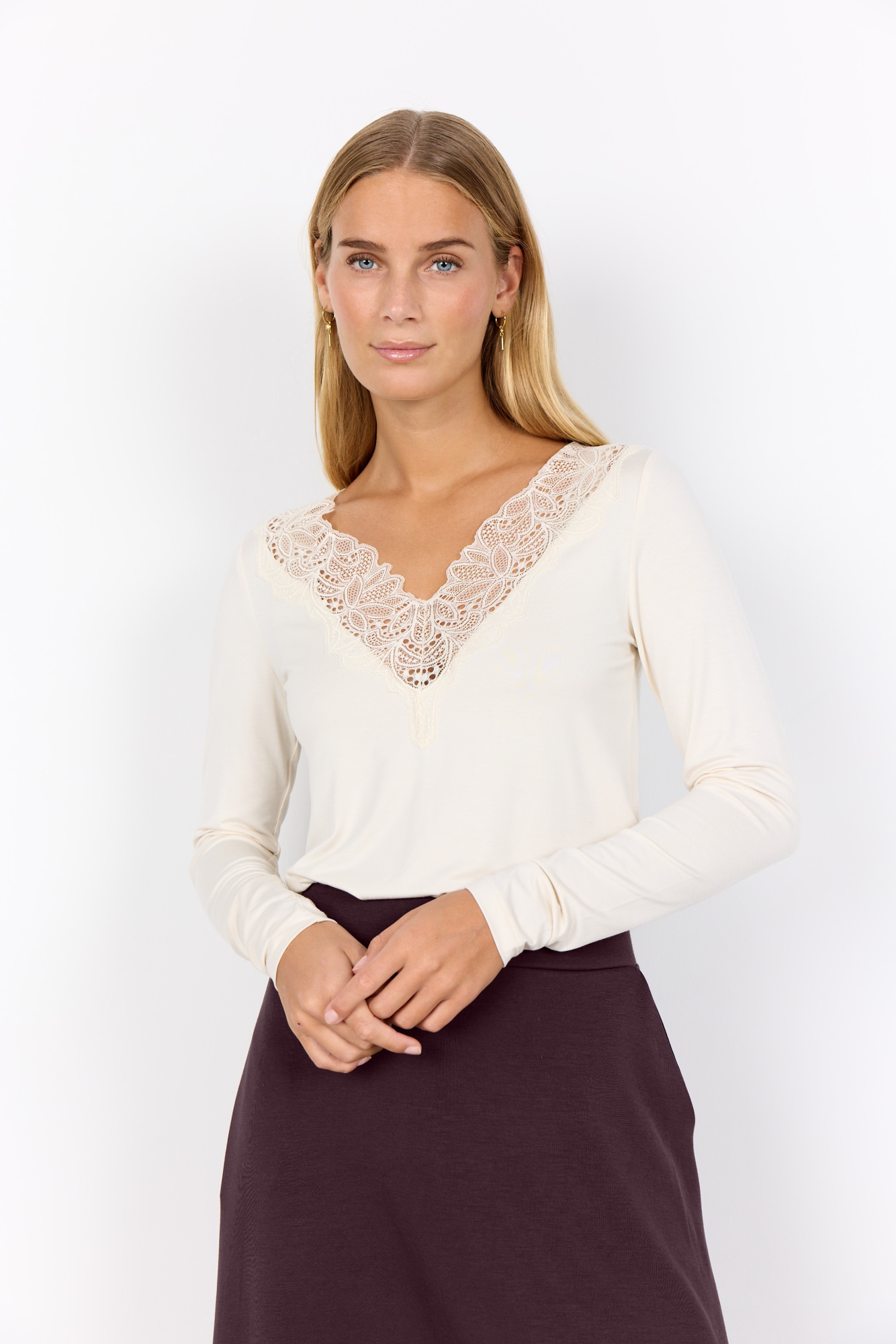 Image of soyaconcept Langarmshirt "SC-MARICA 301" Viskosemischung, Spitze