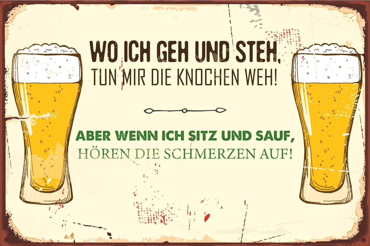 queence Metallbild »Bier Spruch Stahlschild Blechschild«, (1 St.), 20x30x0,2cm - mit 4 Lochbohrung